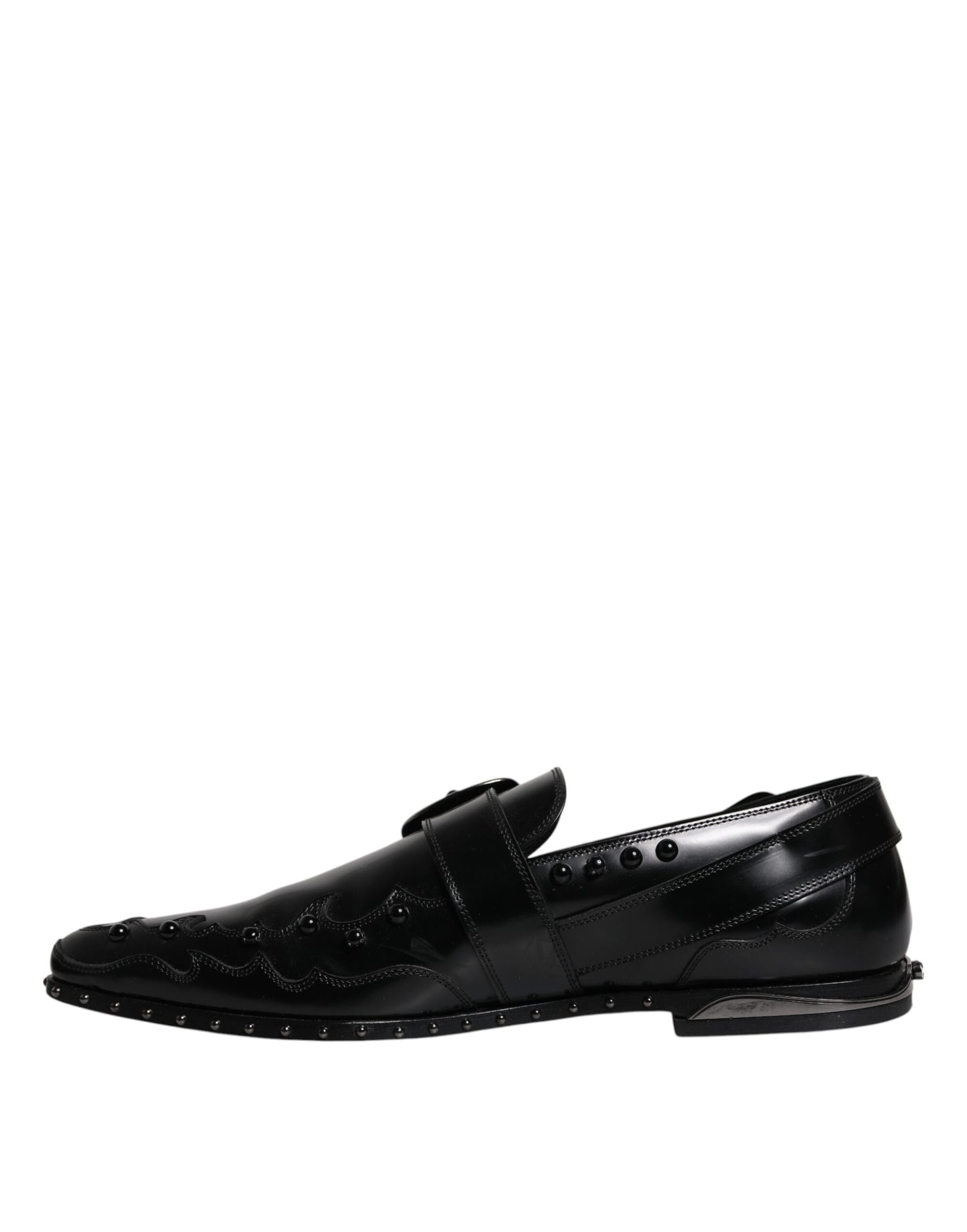 Dolce & Gabbana Black Embellished Derby Monk Strap Shoes EU44 / US11