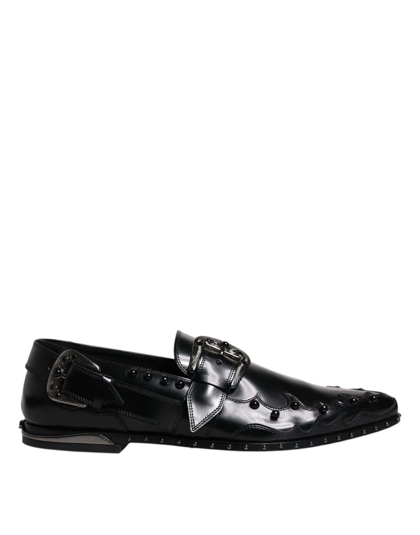 Dolce & Gabbana Black Embellished Derby Monk Strap Shoes EU44 / US11