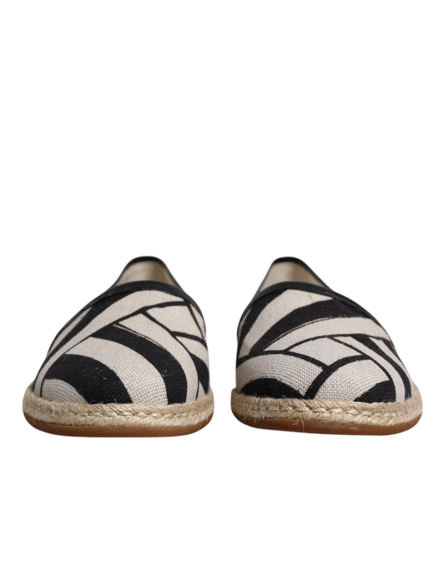 Dolce & Gabbana Black White Stripes Slip On Espadrille Shoes EU41.5 / US8.5