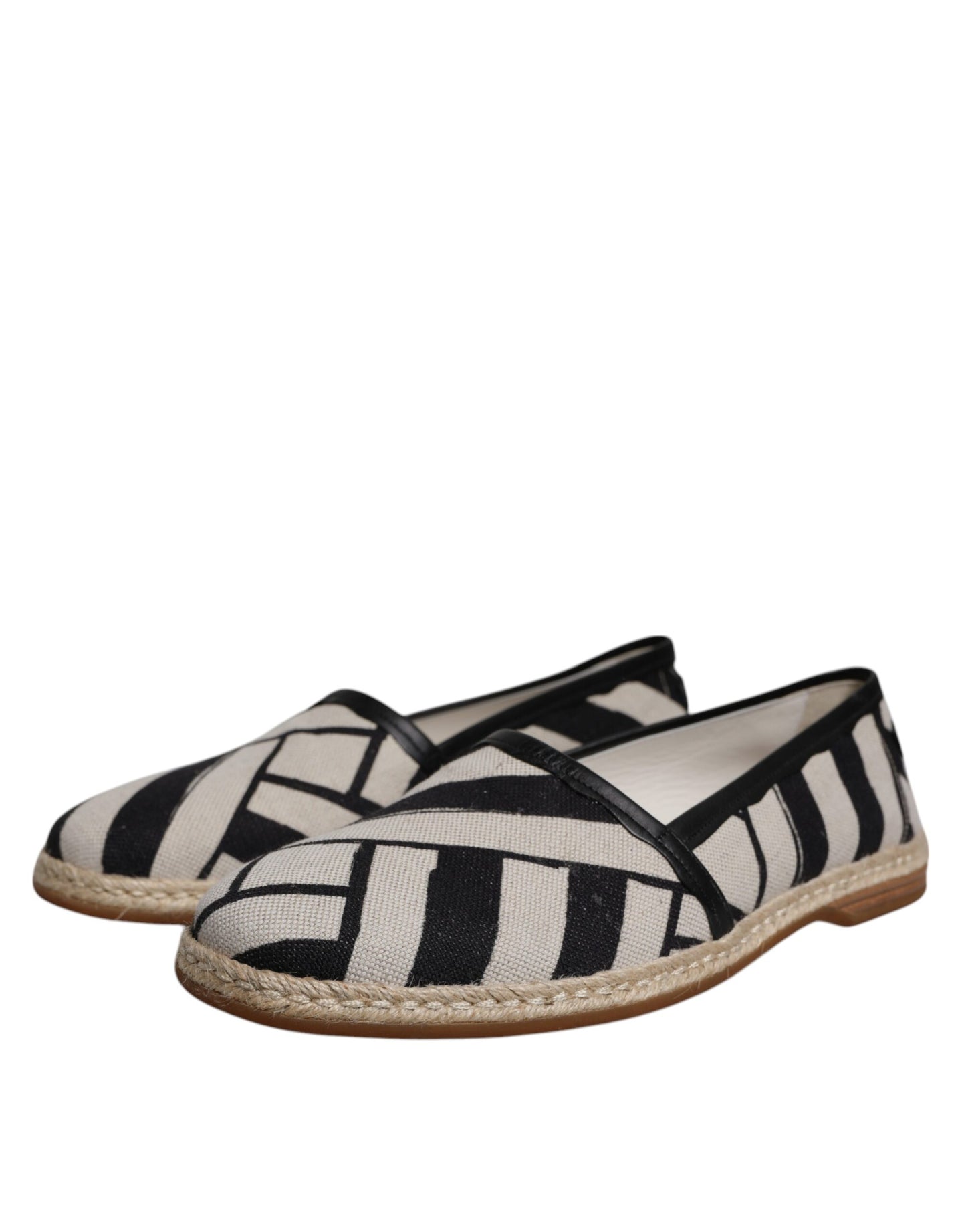 Dolce & Gabbana Black White Stripes Slip On Espadrille Shoes EU41.5 / US8.5