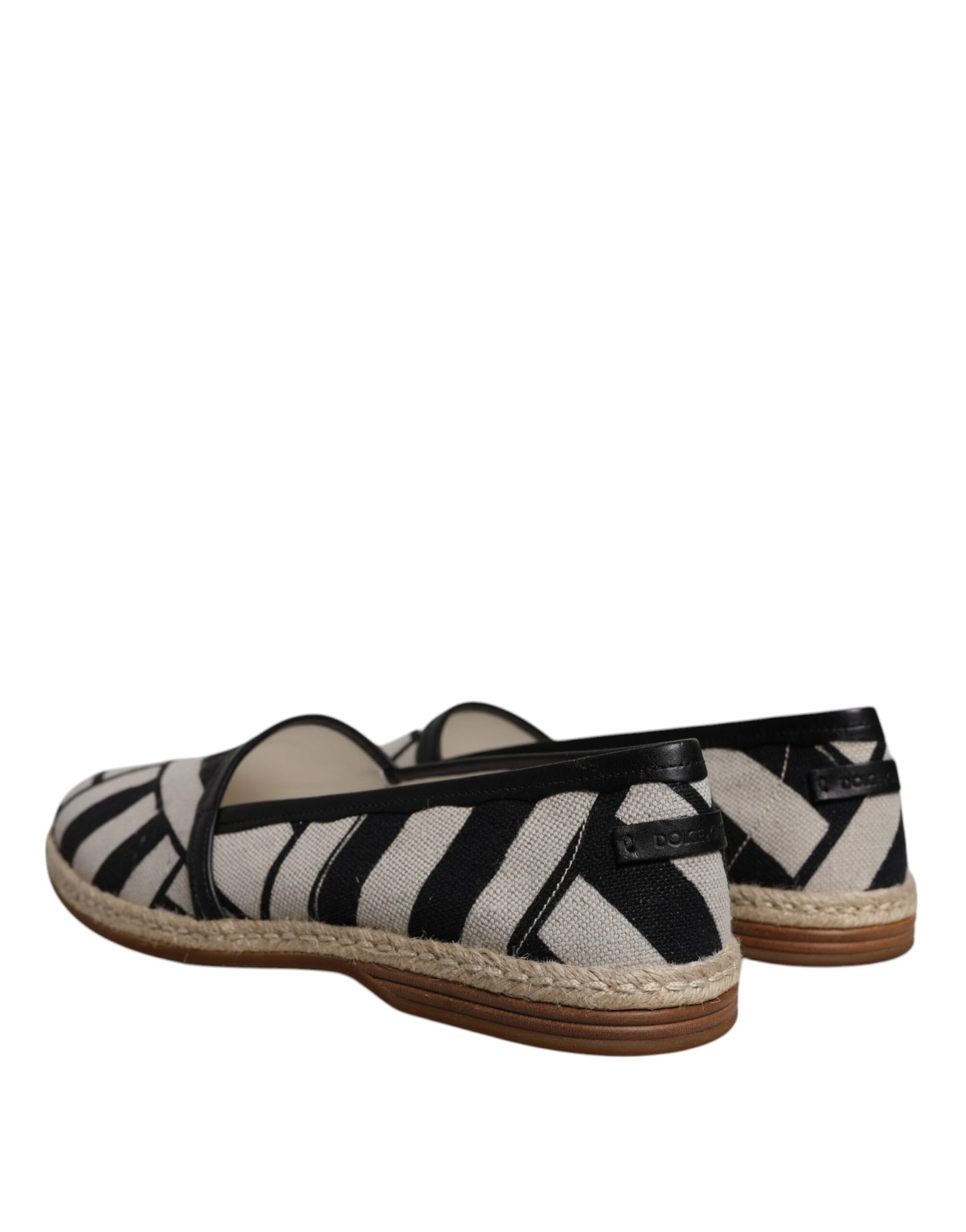 Dolce & Gabbana Black White Stripes Slip On Espadrille Shoes EU41.5 / US8.5