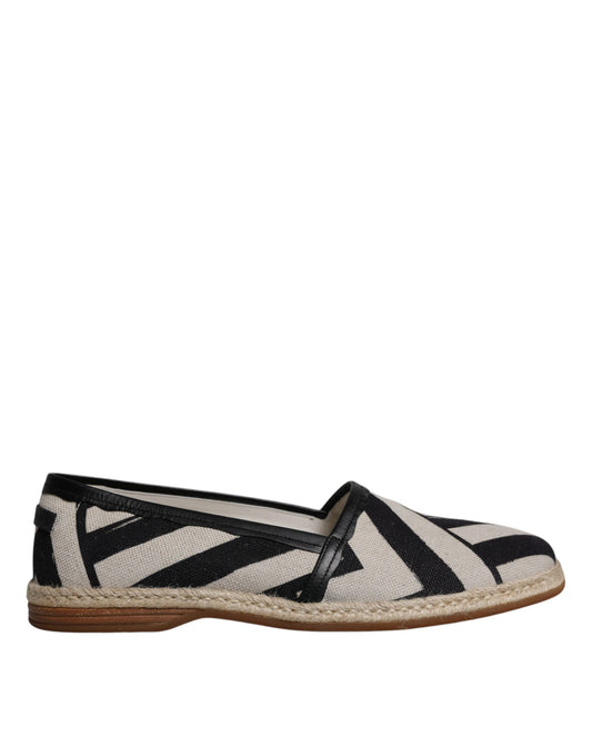 Dolce & Gabbana Black White Stripes Slip On Espadrille Shoes EU41.5 / US8.5