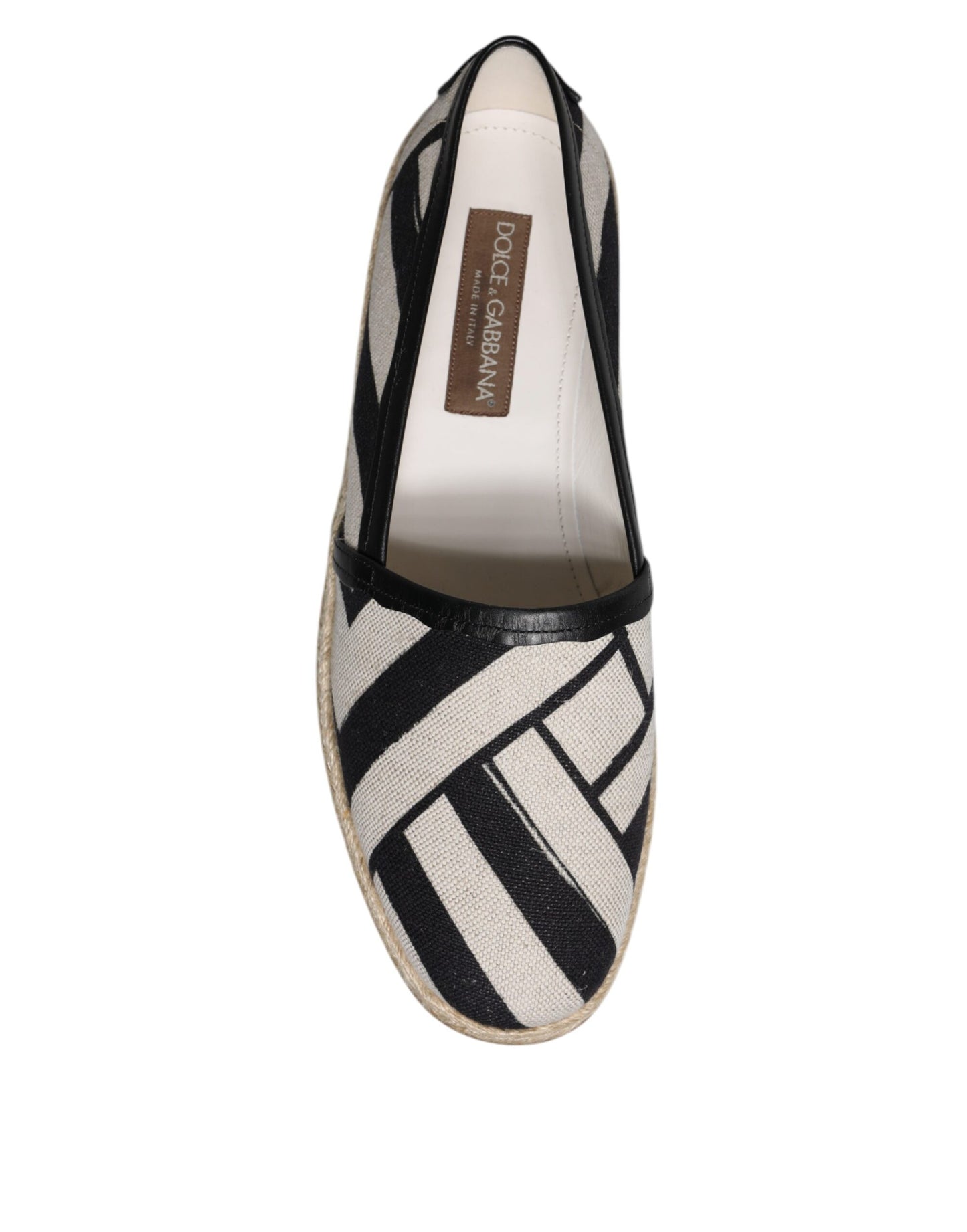 Dolce & Gabbana Black White Stripes Slip On Espadrille Shoes EU41.5 / US8.5