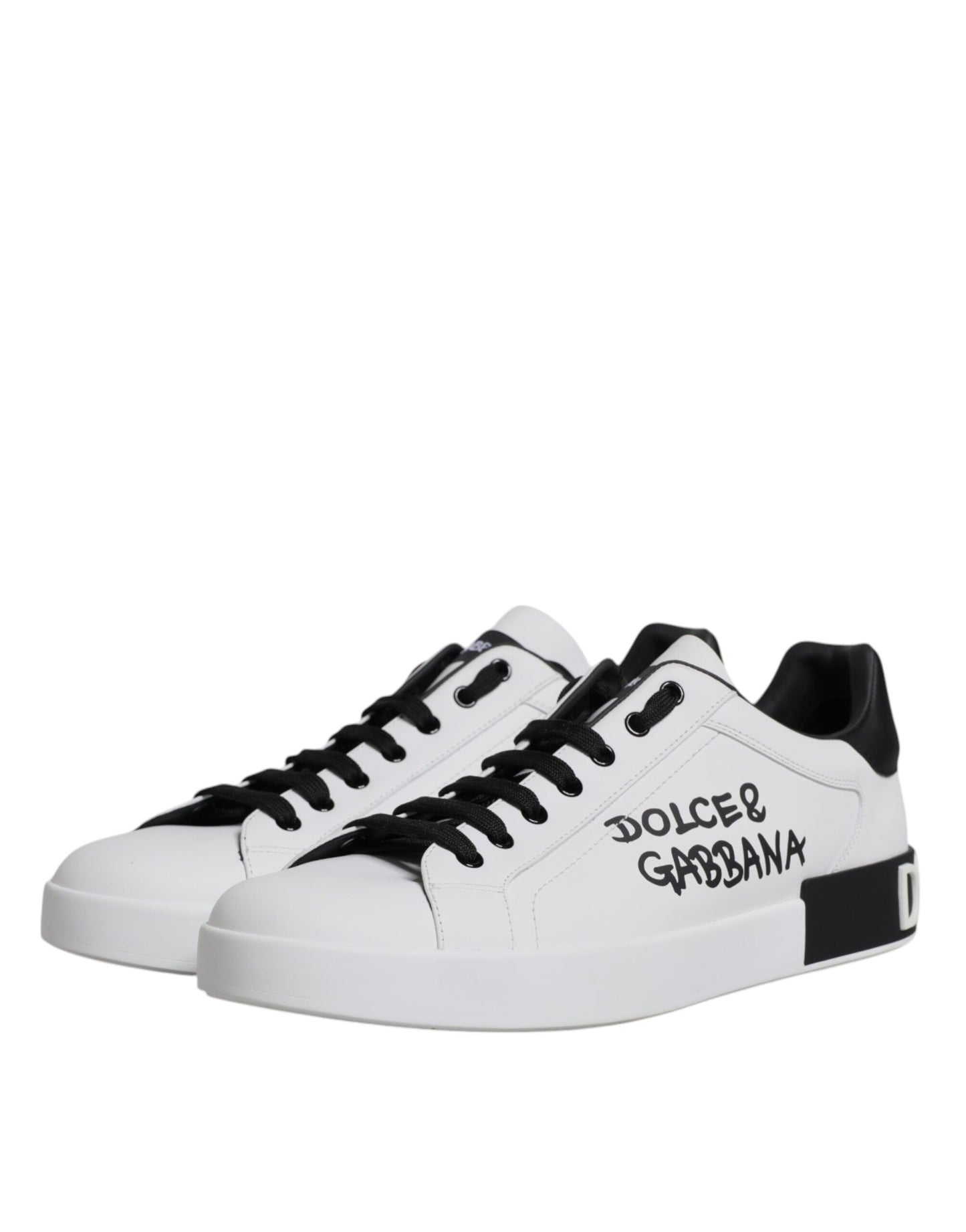 Dolce & Gabbana White Leather Logo Portofino Sneakers Shoes EU46 / US13