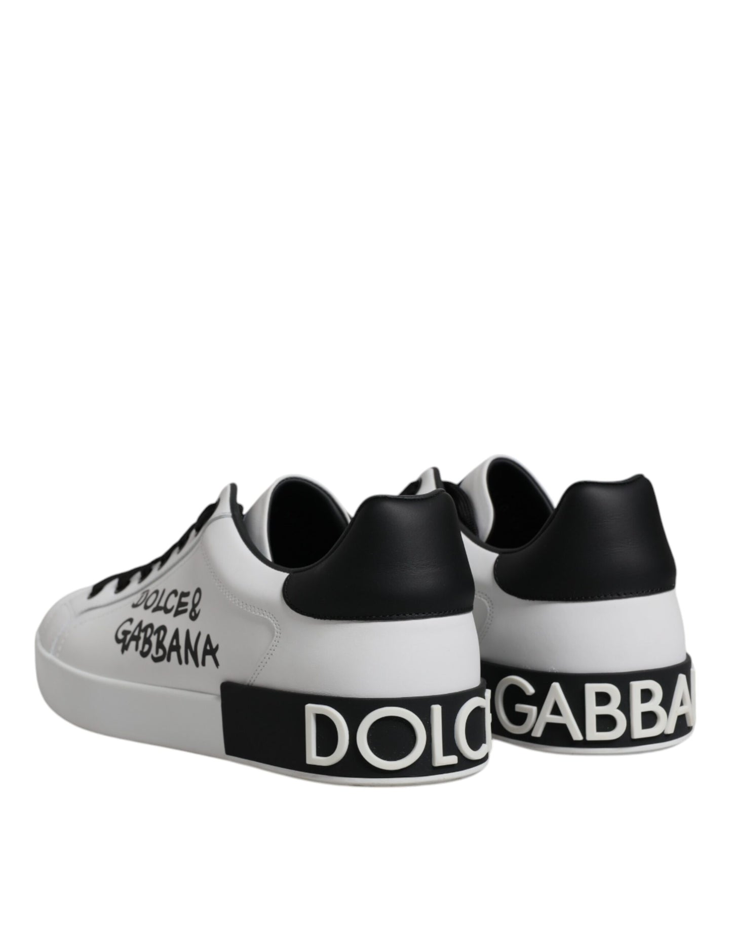 Dolce & Gabbana White Leather Logo Portofino Sneakers Shoes EU46 / US13