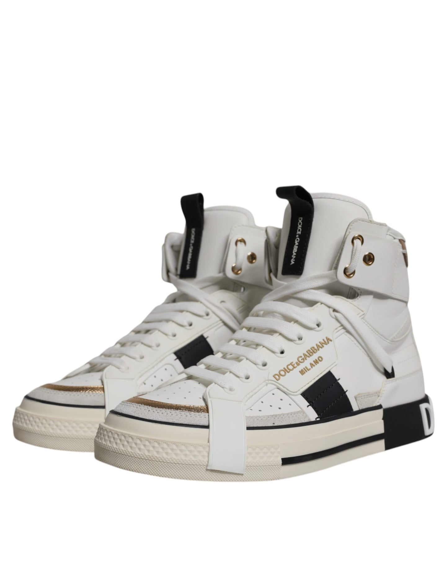 Dolce & Gabbana White Leather High Top Men Sneakers Shoes EU41.5 / US8.5