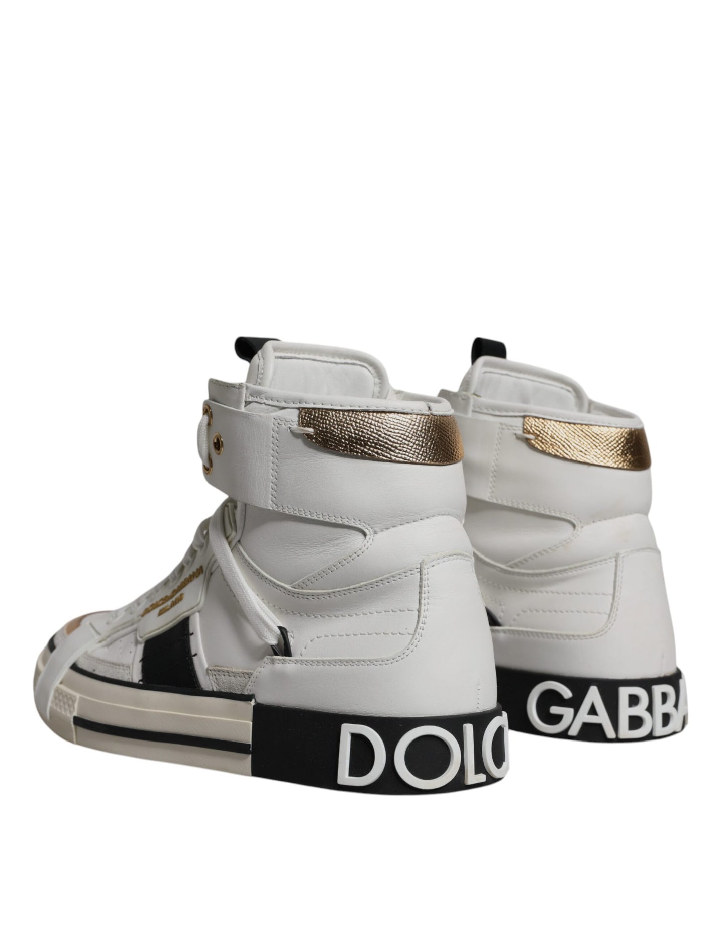 Dolce & Gabbana White Leather High Top Men Sneakers Shoes EU41.5 / US8.5