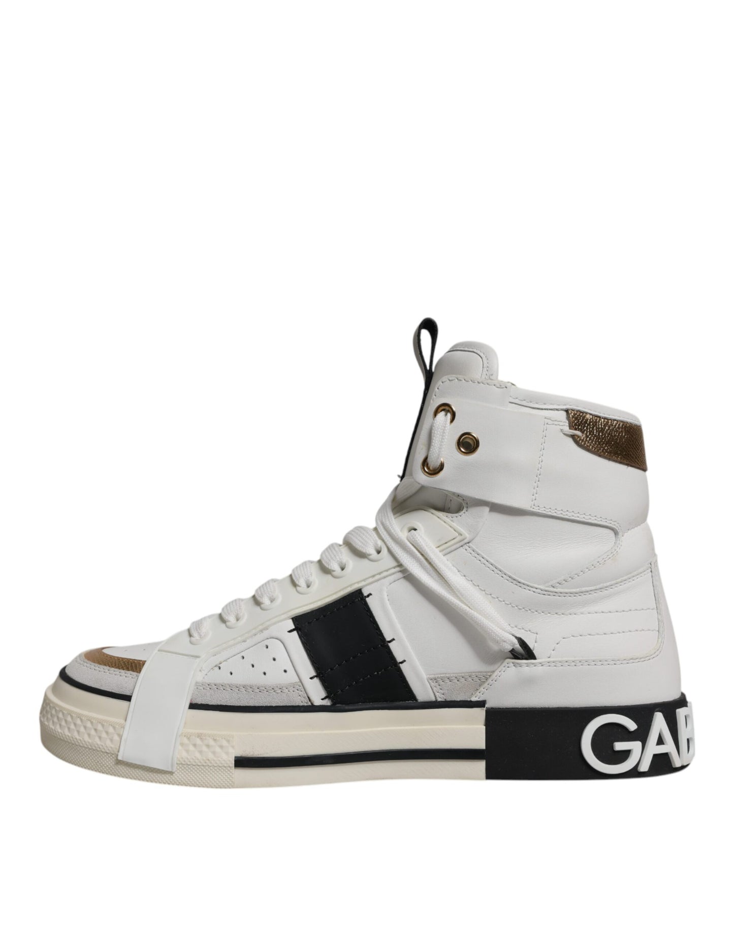 Dolce & Gabbana White Leather High Top Men Sneakers Shoes EU41.5 / US8.5