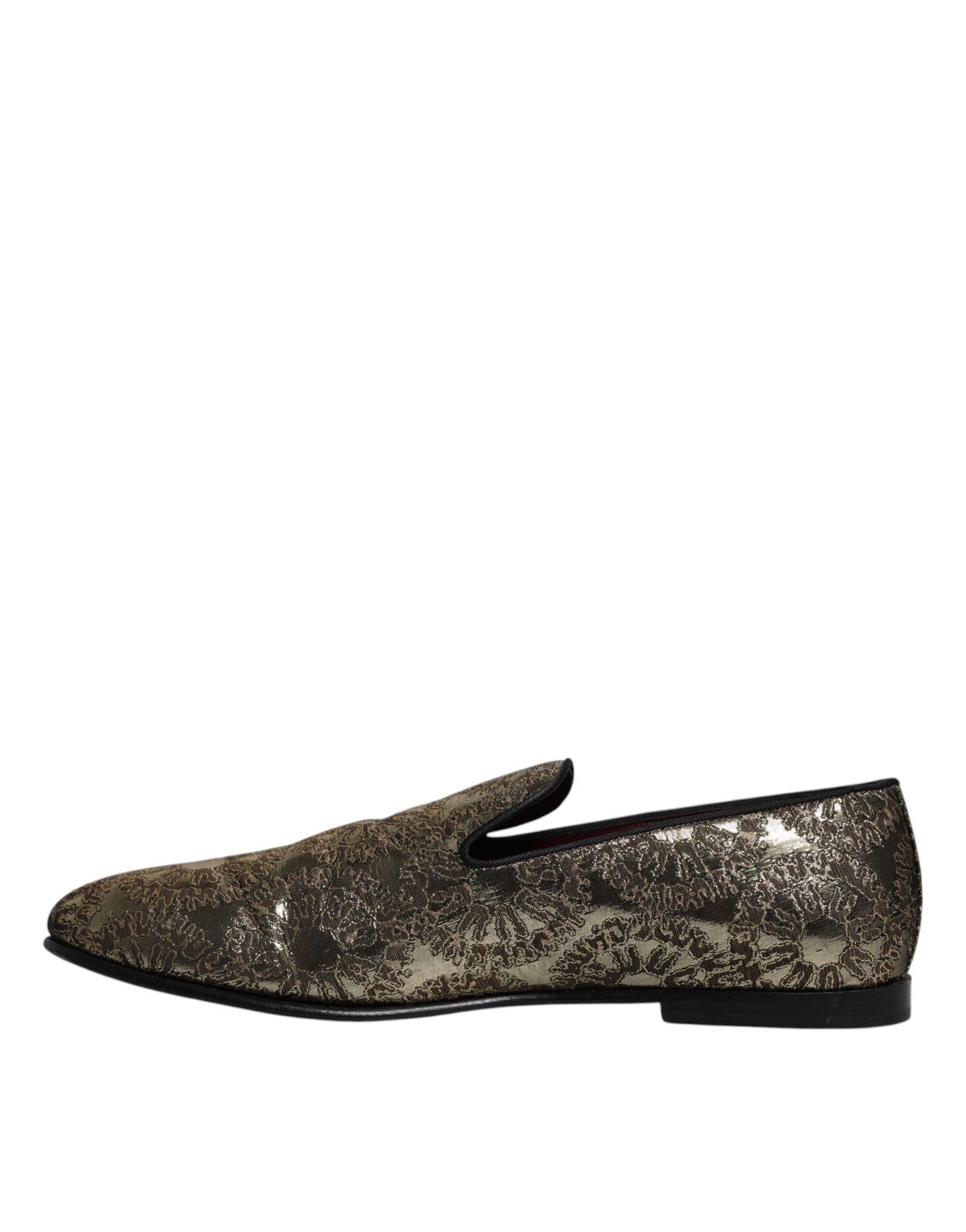 Dolce & Gabbana Gold Jacquard Flats Men Loafers Dress Shoes EU44 / US11