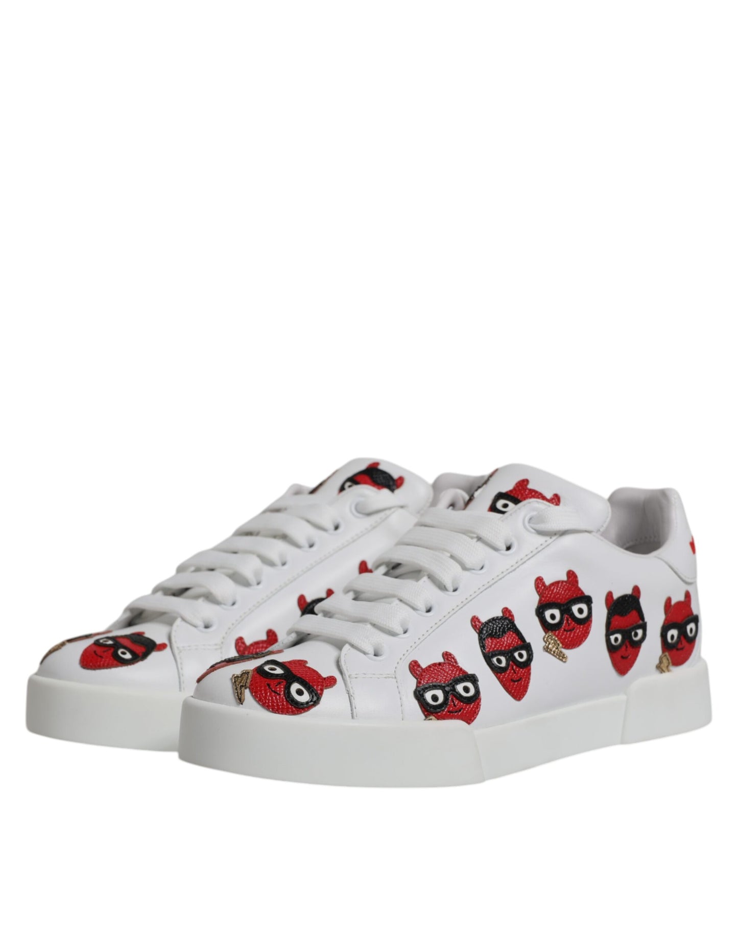 Dolce & Gabbana White Devil Face Portofino Sneakers Shoes EU36 / US6