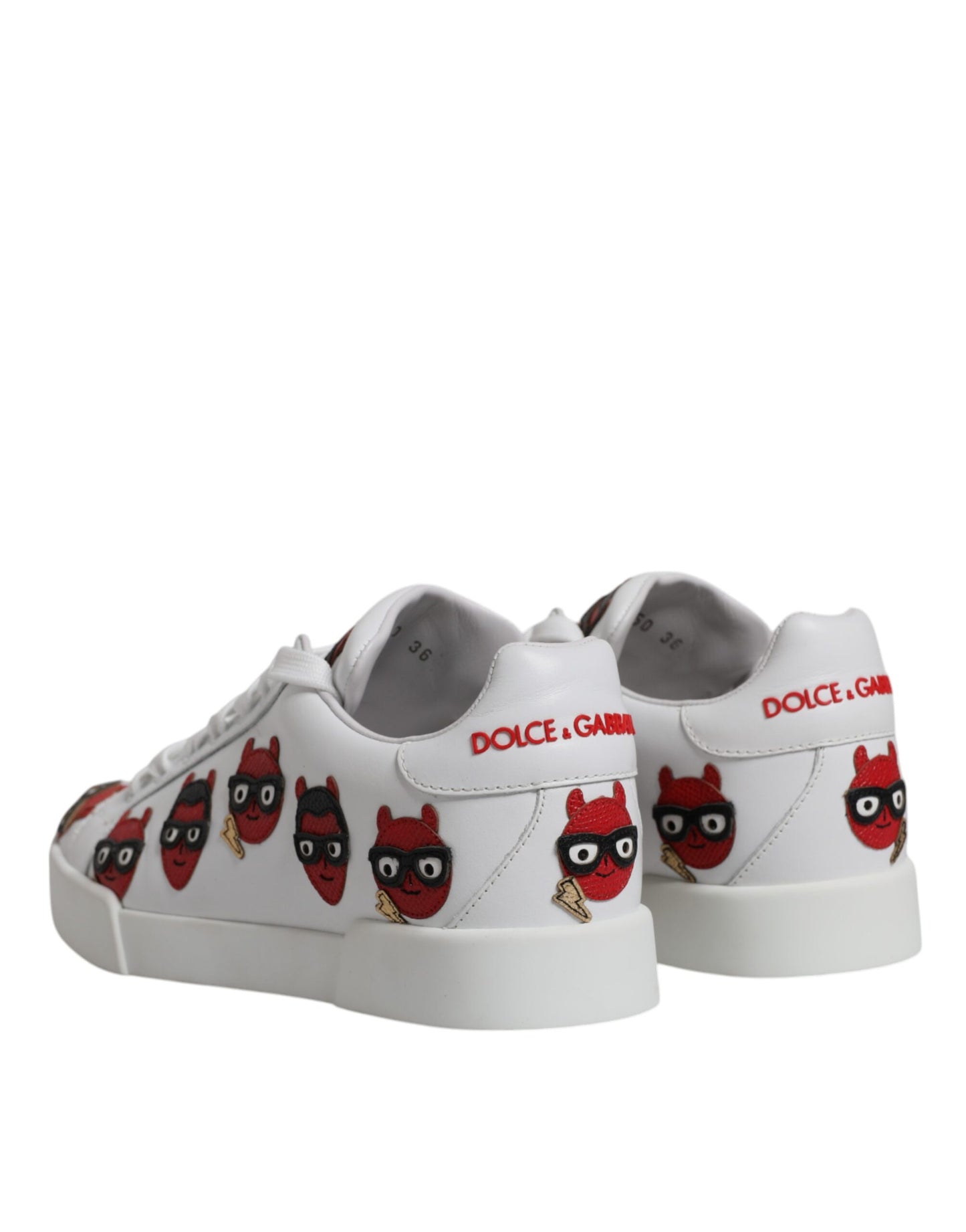 Dolce & Gabbana White Devil Face Portofino Sneakers Shoes EU36 / US6