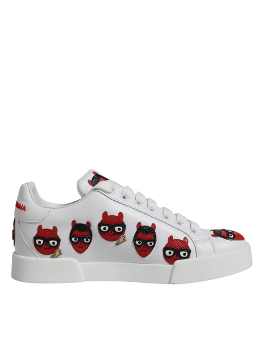 Dolce & Gabbana White Devil Face Portofino Sneakers Shoes EU36 / US6