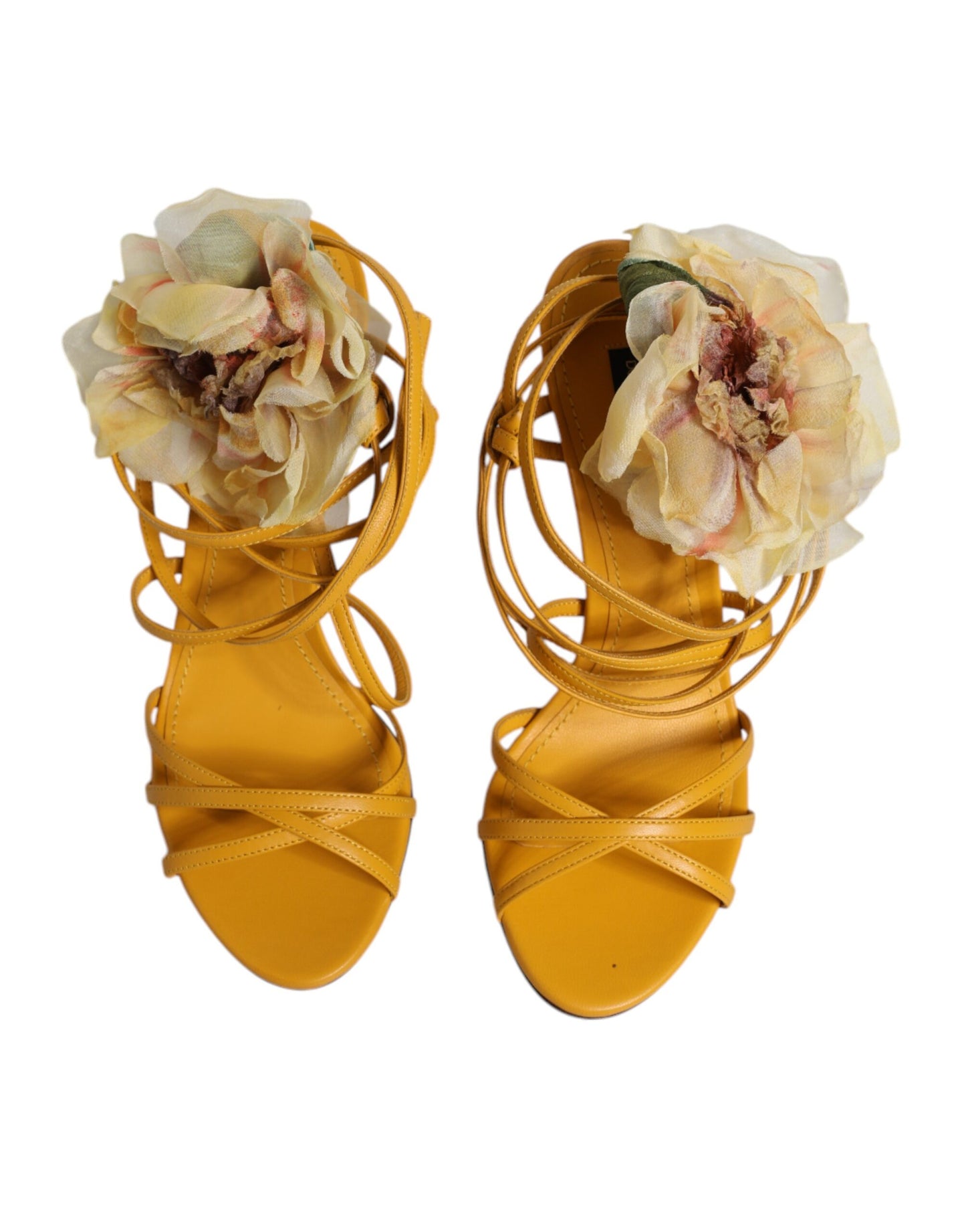 Dolce & Gabbana Orange Flower Applique Keira Sandals Shoes EU38 / US8