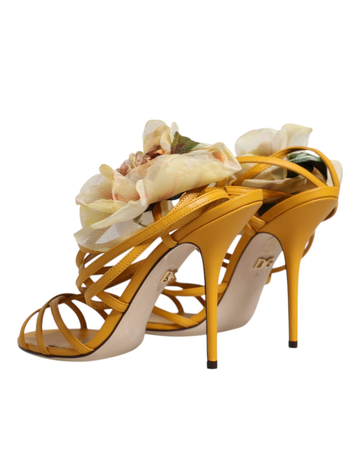 Dolce & Gabbana Orange Flower Applique Keira Sandals Shoes EU38 / US8