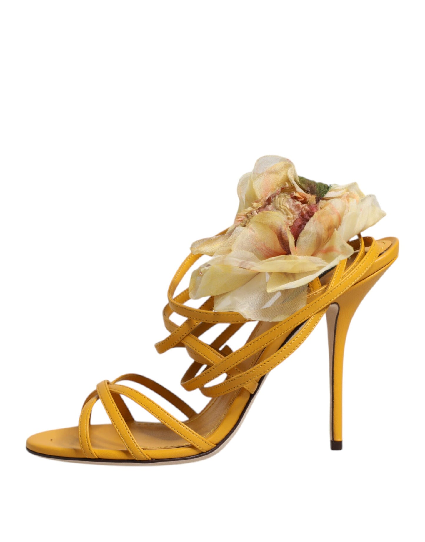 Dolce & Gabbana Orange Flower Applique Keira Sandals Shoes EU38 / US8