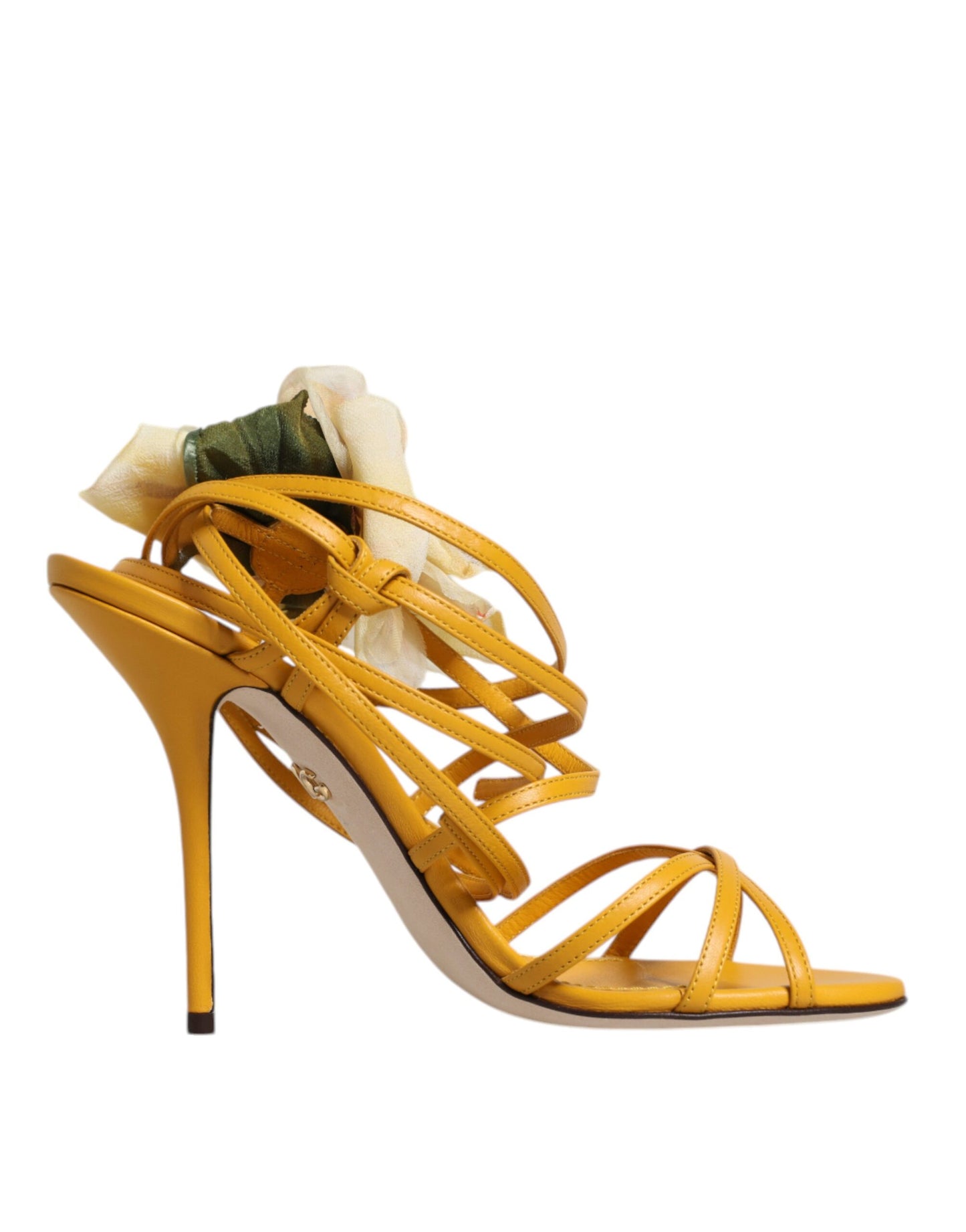 Dolce & Gabbana Orange Flower Applique Keira Sandals Shoes EU38 / US8