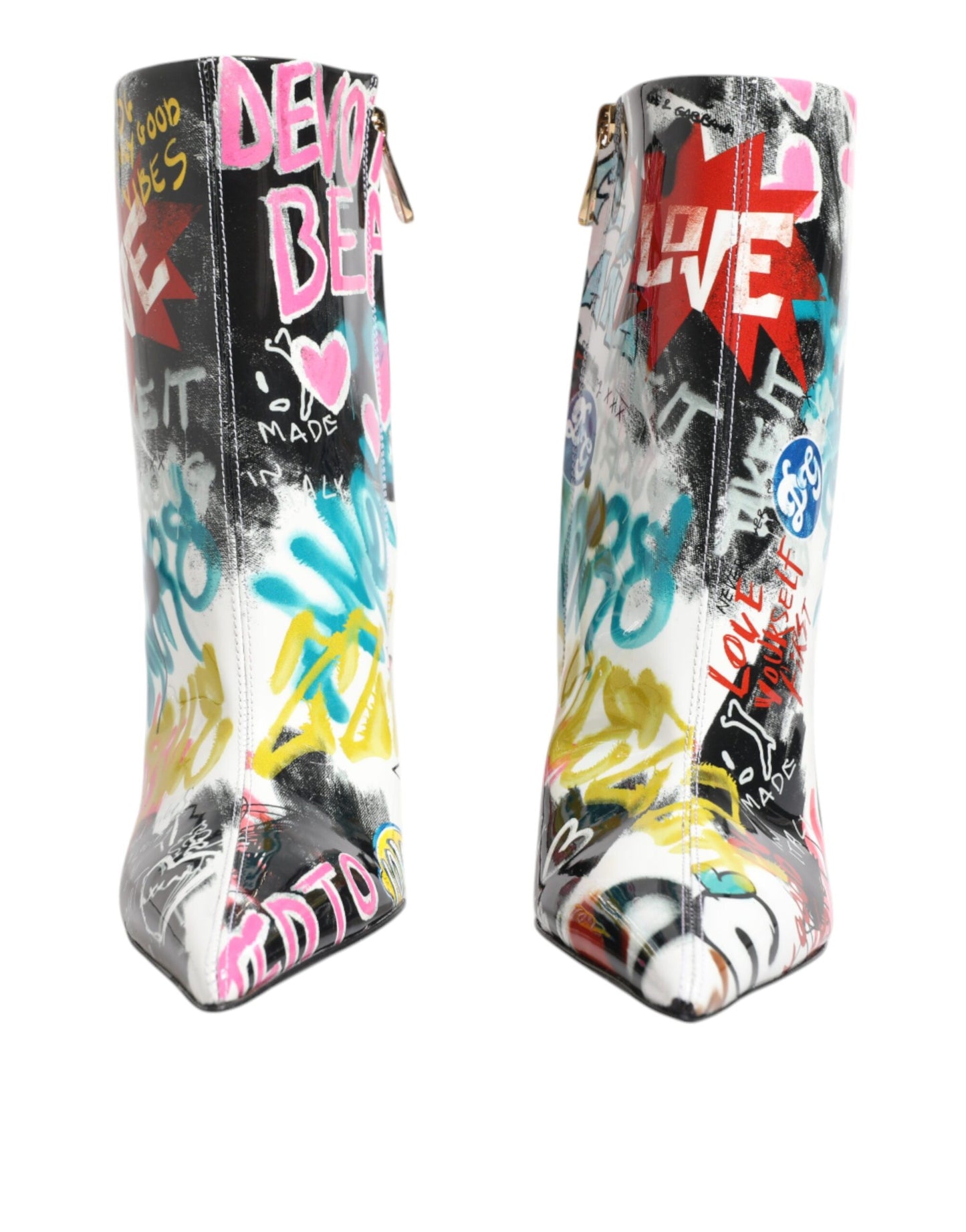 Dolce & Gabbana Multicolor Graffiti Keira Mid Calf Boots Shoes EU39 / US9