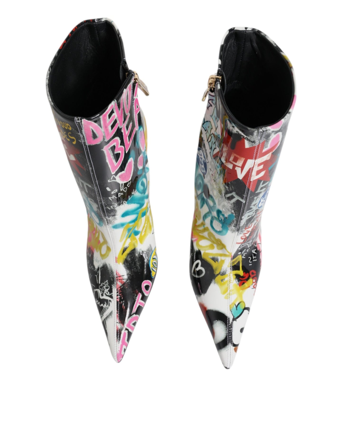 Dolce & Gabbana Multicolor Graffiti Keira Mid Calf Boots Shoes EU39 / US9