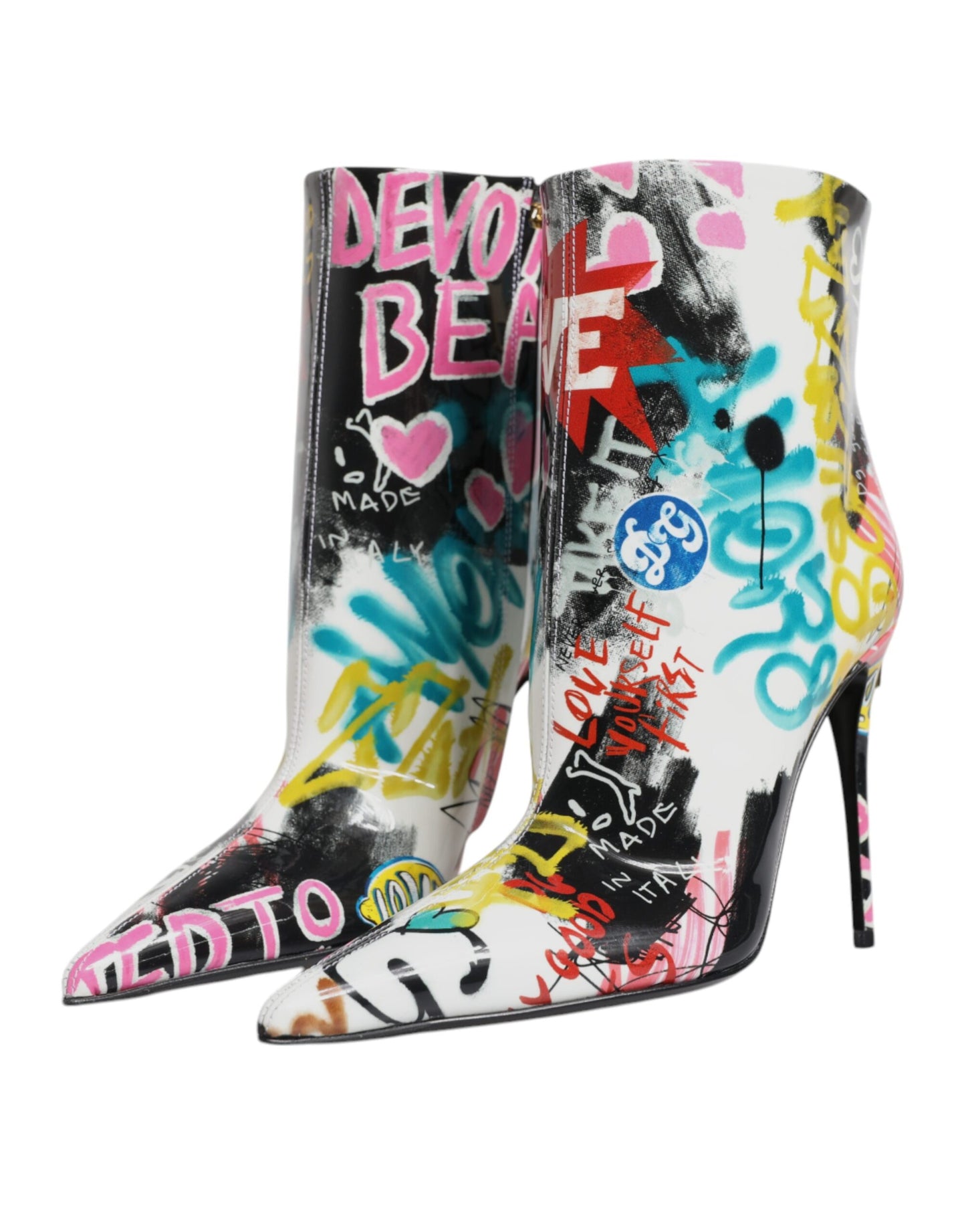 Dolce & Gabbana Multicolor Graffiti Keira Mid Calf Boots Shoes EU39 / US9