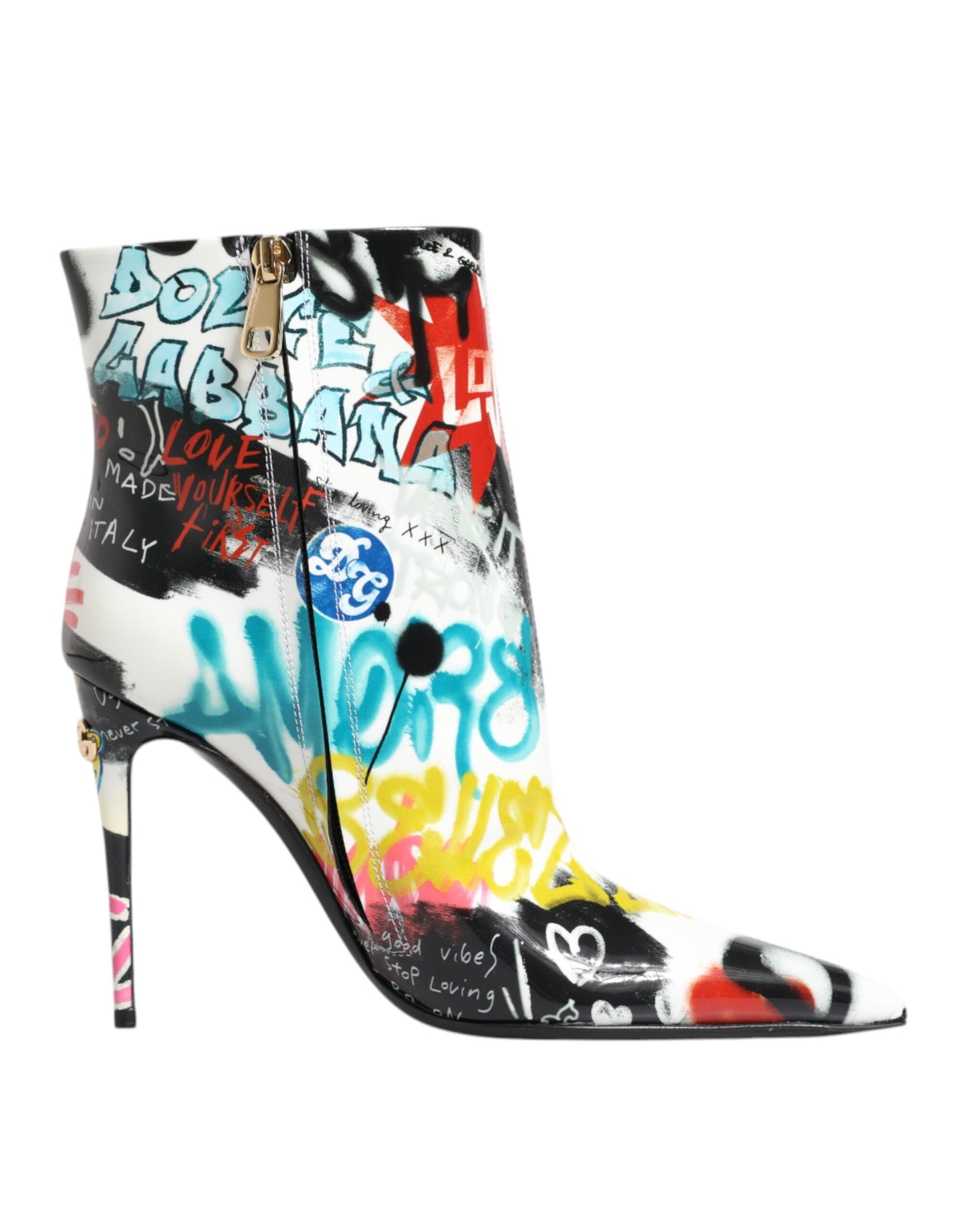 Dolce & Gabbana Multicolor Graffiti Keira Mid Calf Boots Shoes EU39 / US9