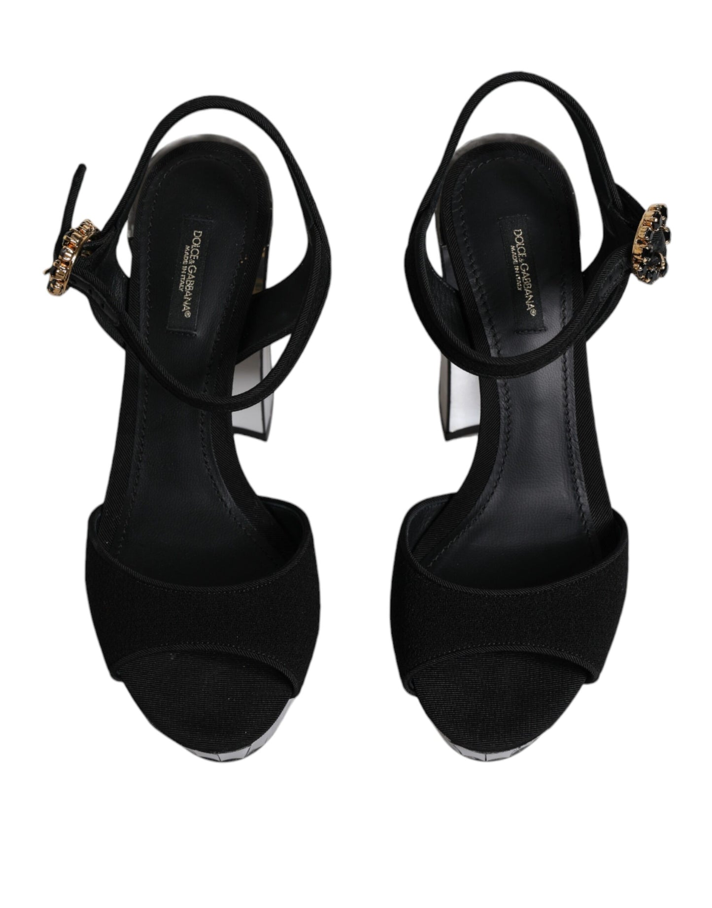 Dolce & Gabbana Black Mirror Heels Platform Sandals Shoes EU38.5 / US8.5