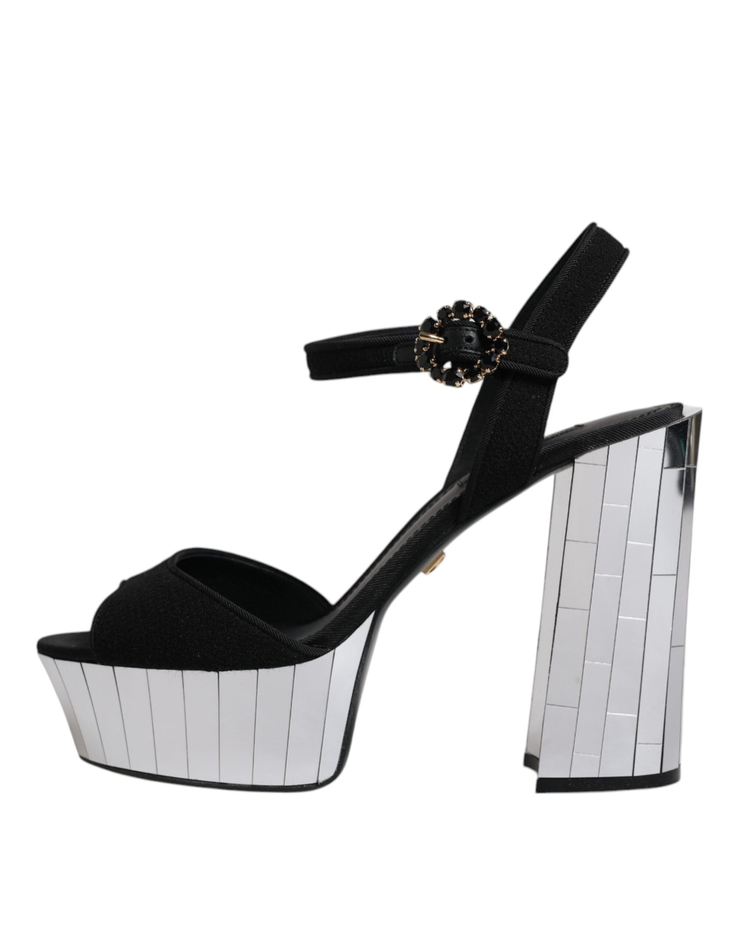 Dolce & Gabbana Black Mirror Heels Platform Sandals Shoes EU38.5 / US8.5