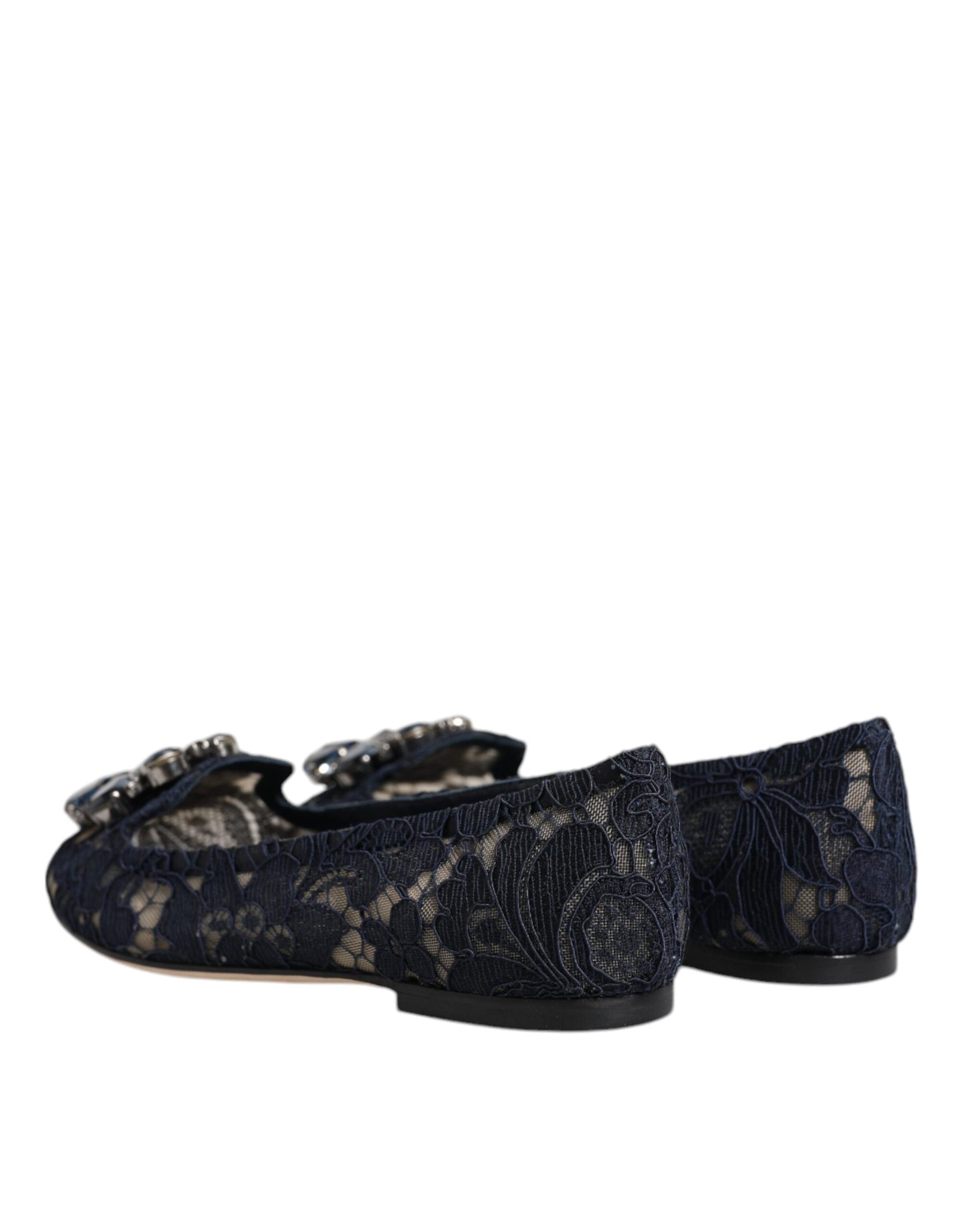 Dolce & Gabbana Blue Taormina Lace Crystals Flats Shoes EU34 / US4