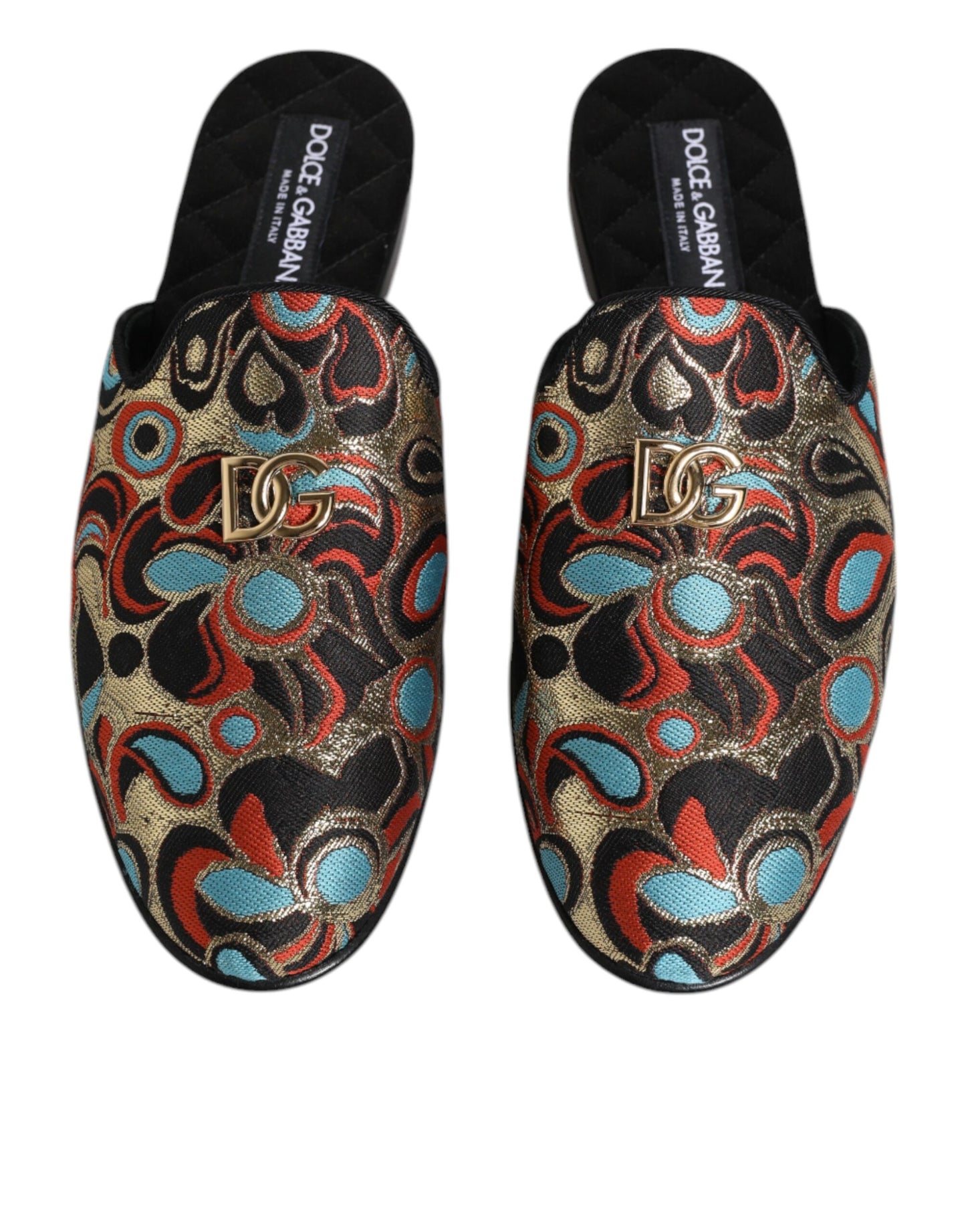 Dolce & Gabbana Multicolor Jacquard Logo Flat Sandals Shoes EU39 / US9