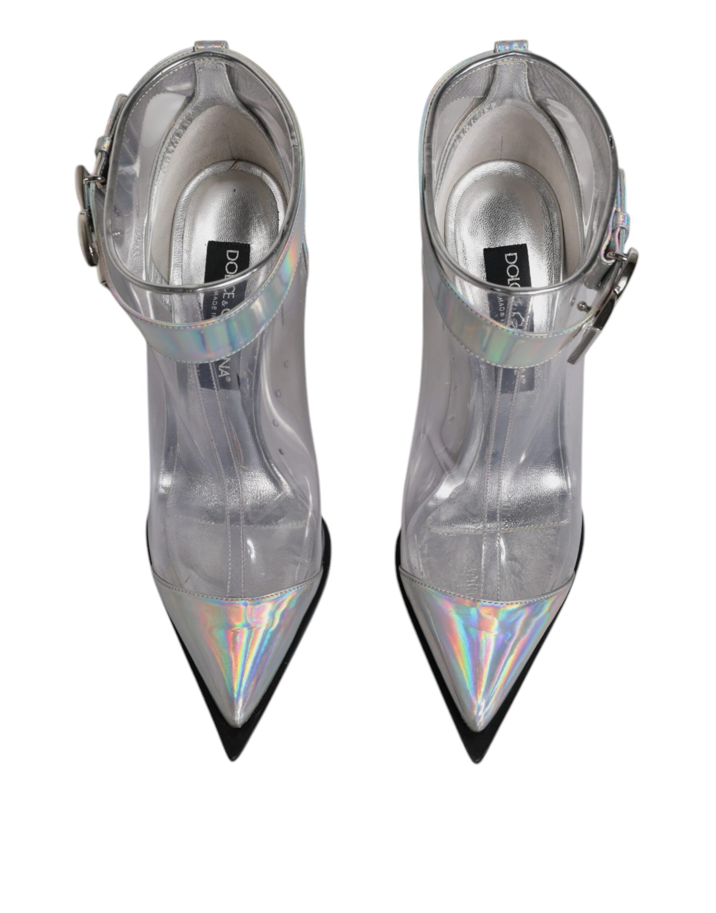 Dolce & Gabbana Silver Iridescent Pointed Short Boots Shoes EU39 / US9