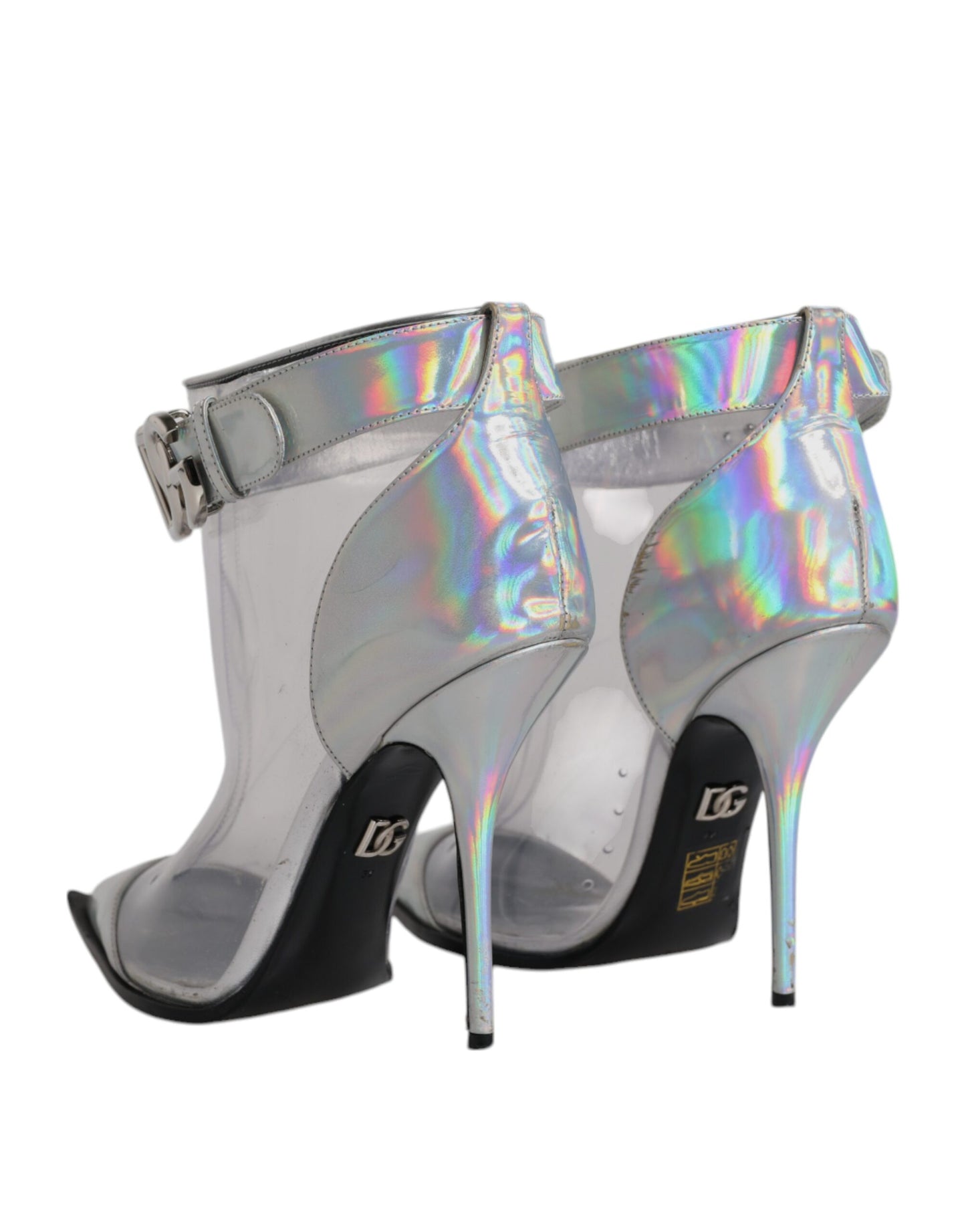 Dolce & Gabbana Silver Iridescent Pointed Short Boots Shoes EU39 / US9