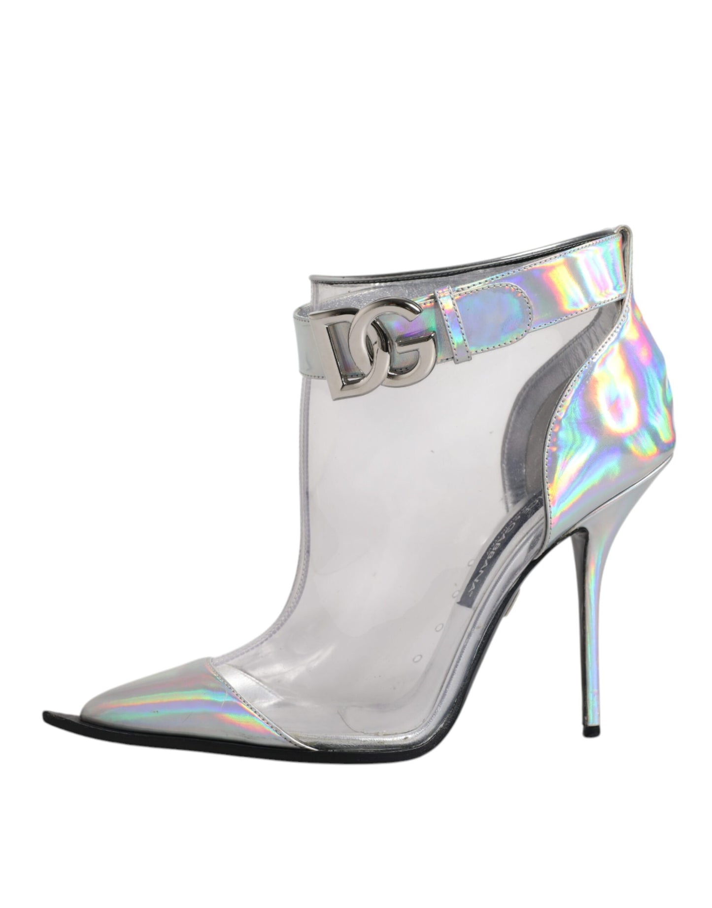 Dolce & Gabbana Silver Iridescent Pointed Short Boots Shoes EU39 / US9