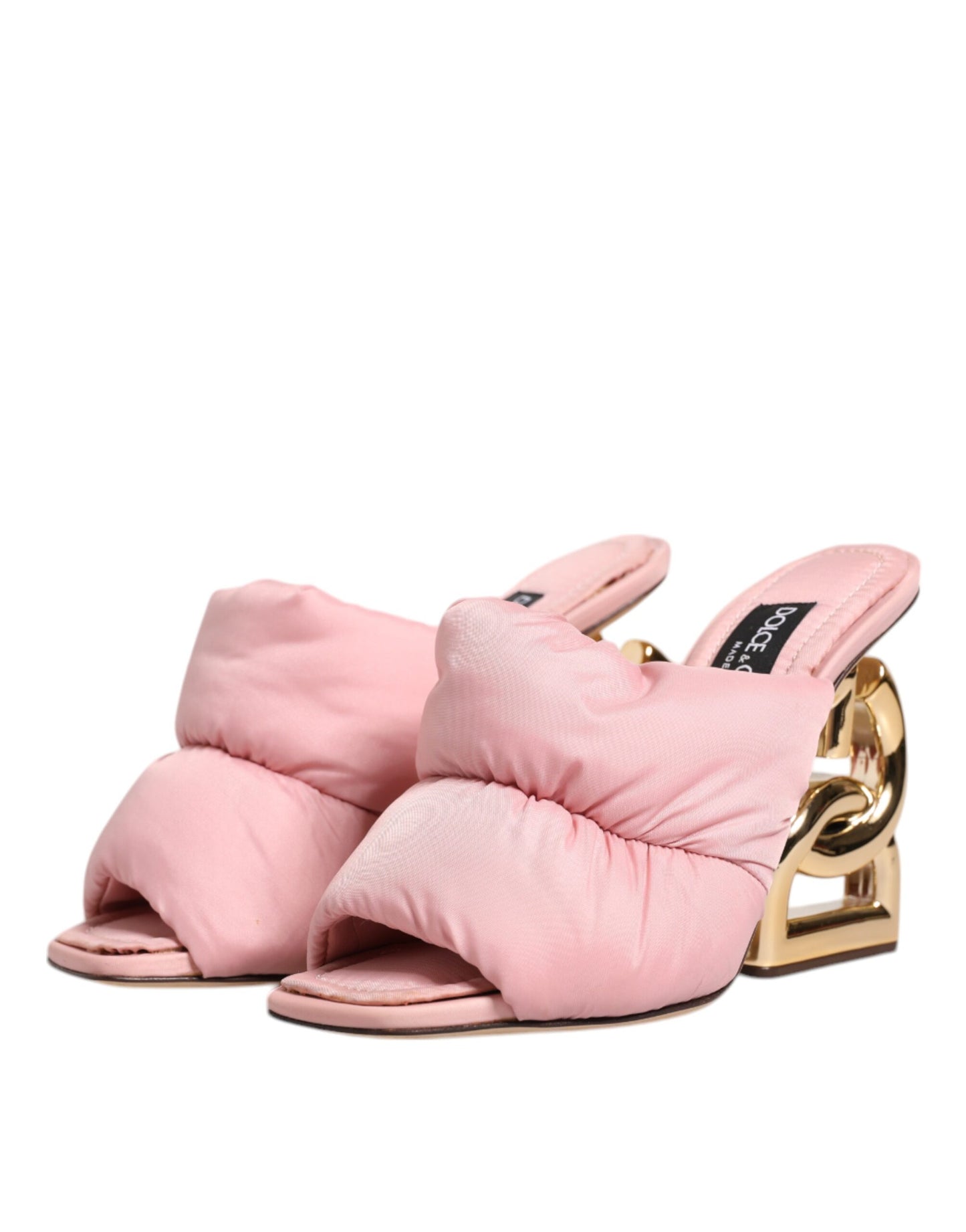 Dolce & Gabbana Pink Quilted DG Heel Slide Sandals Shoes EU36 / US6