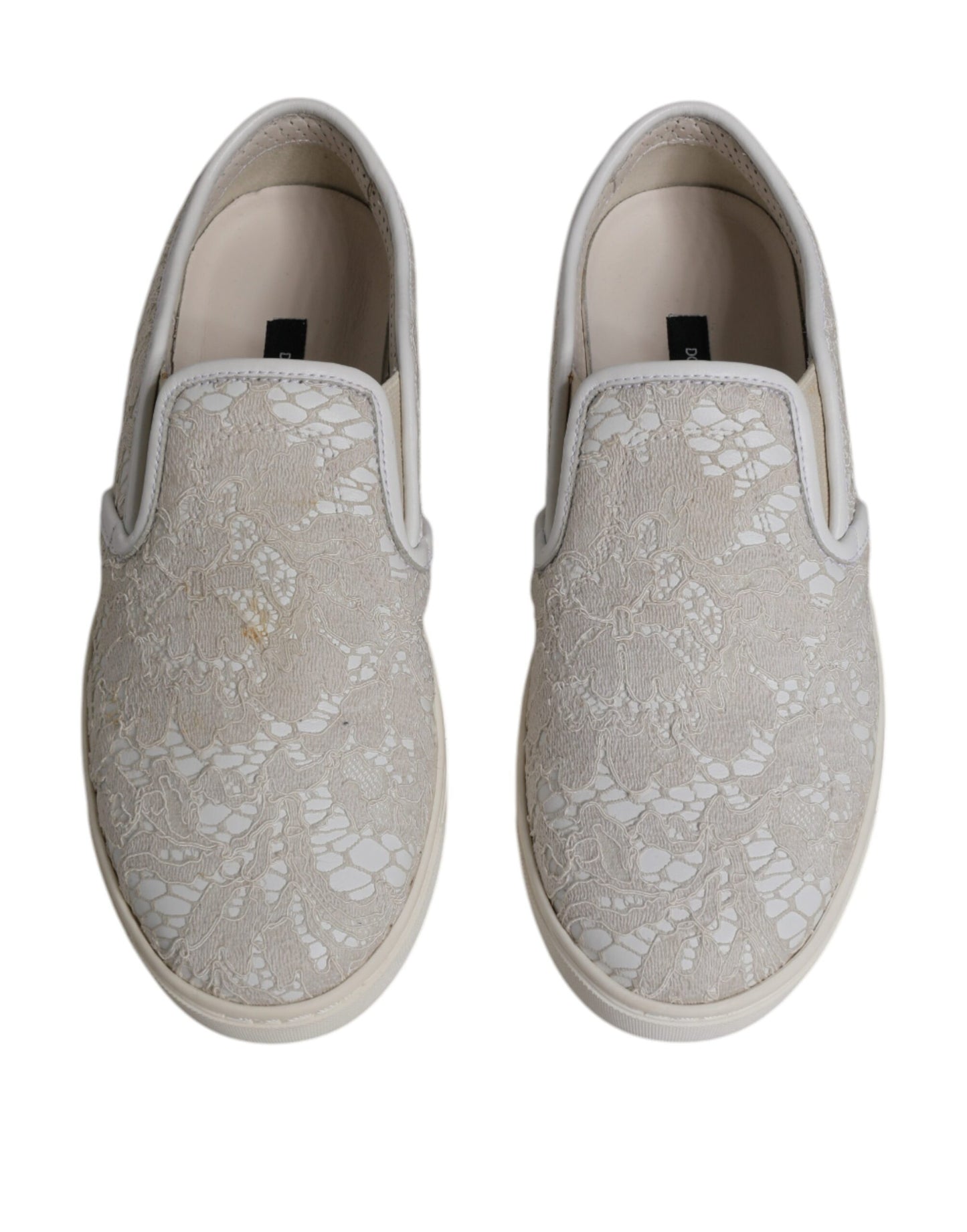 Dolce & Gabbana White Floral Lace Slip On Loafers Shoes EU35 / US5