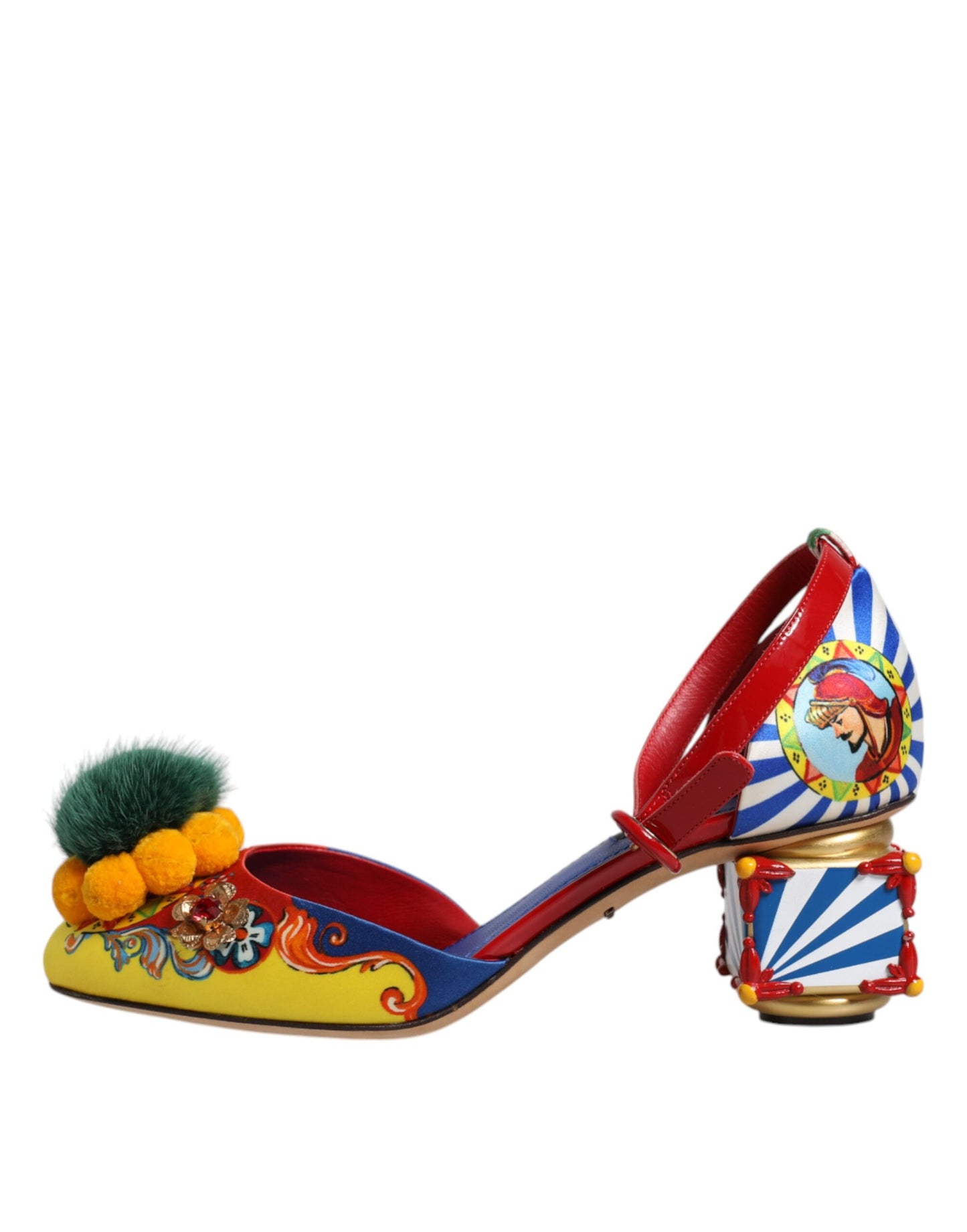 Dolce & Gabbana Multicolor Carretto Crystal Fur Sandals Shoes EU36.5 / US6.5