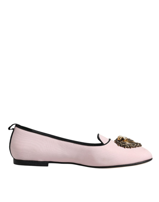 Dolce & Gabbana Light Pink Velvet Slip On Loafers Flats Shoes EU36 / US6