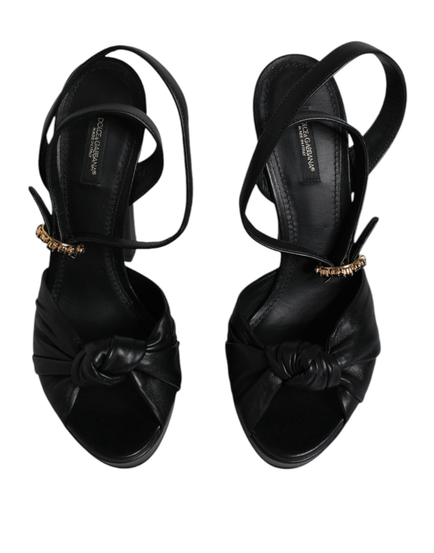 Dolce & Gabbana Black Leather Platform Heels Sandals Shoes EU39 / US9