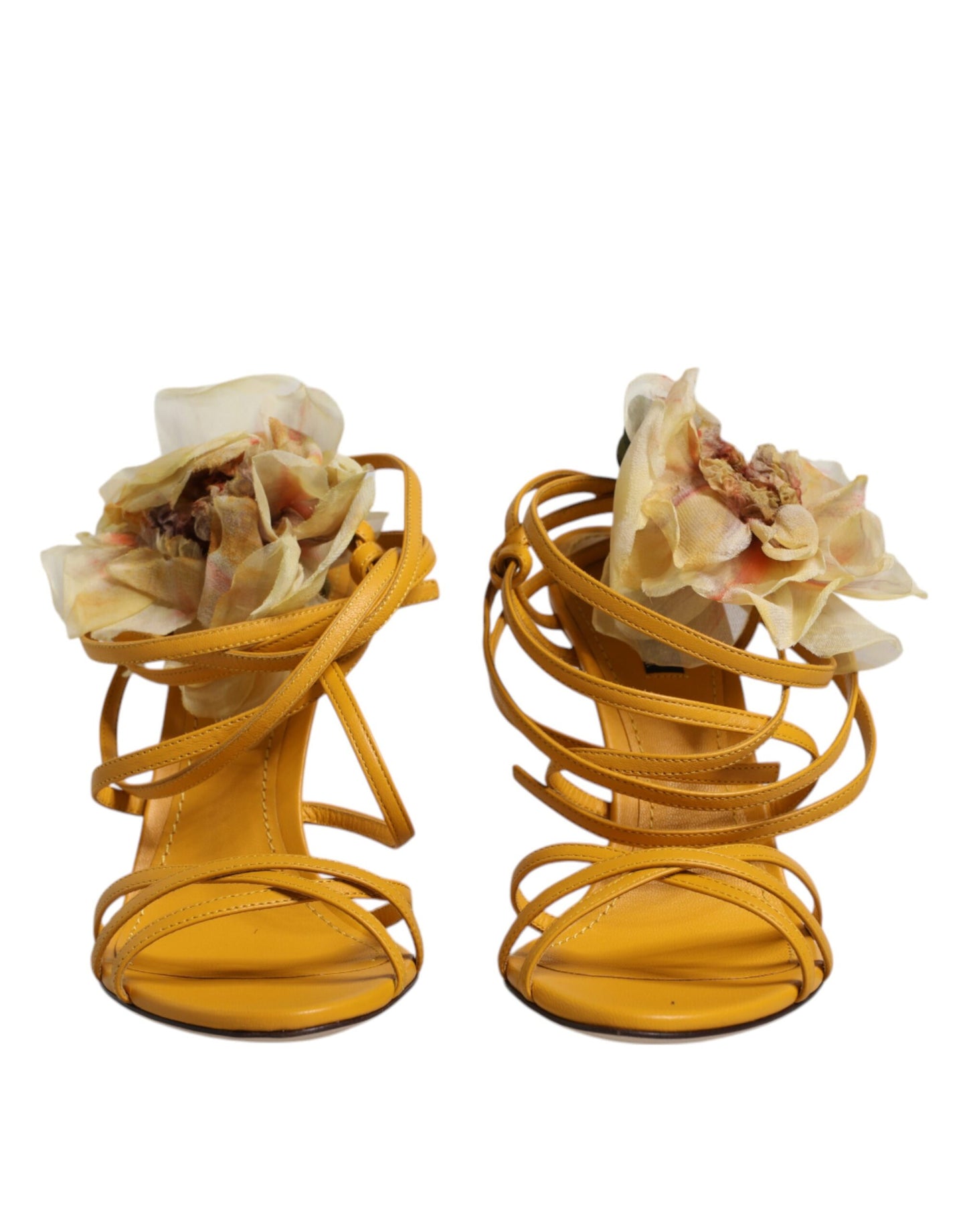 Dolce & Gabbana Yellow Flower Applique Keira Sandals Shoes EU40 / US10