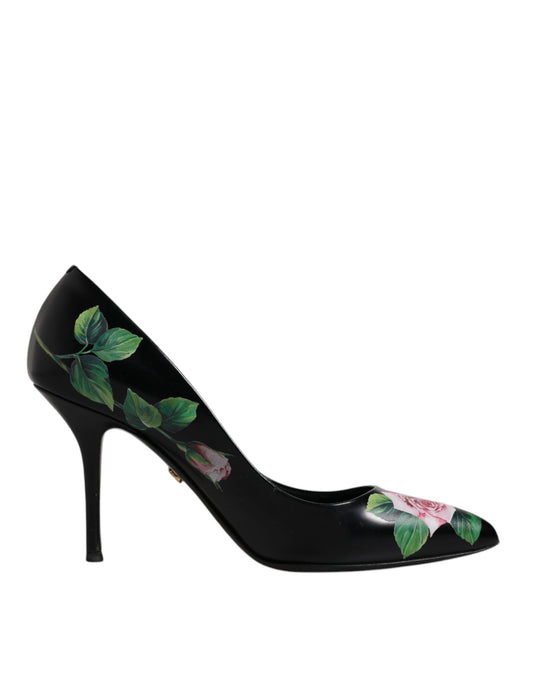 Dolce & Gabbana Black Floral Print High Heels Pumps Shoes EU37 / US7