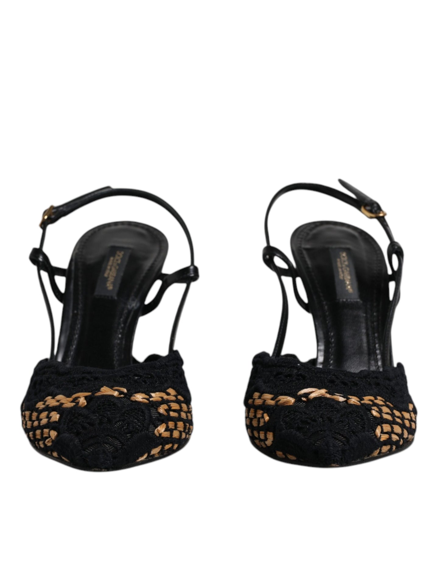 Dolce & Gabbana Black Brown Lace High Heels Slingback Shoes EU35 / US5