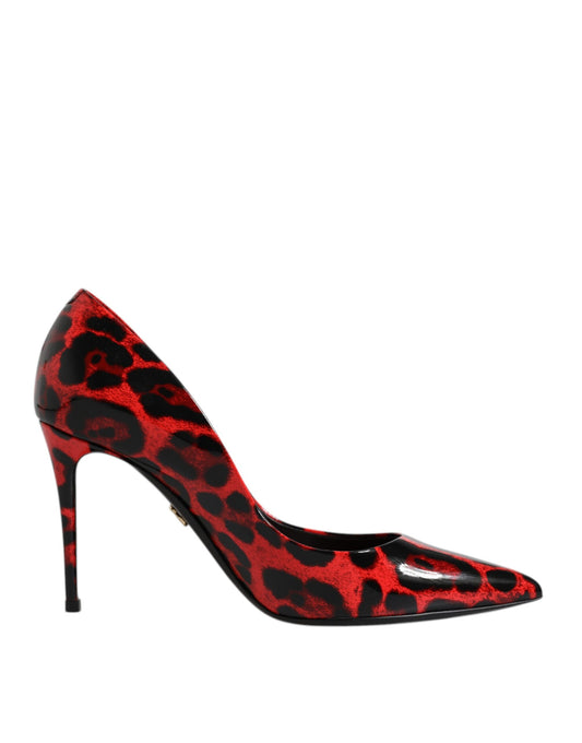 Dolce & Gabbana Red Leopard Leather Stiletto High Heels Pumps Shoes EU36.5 / US6.5