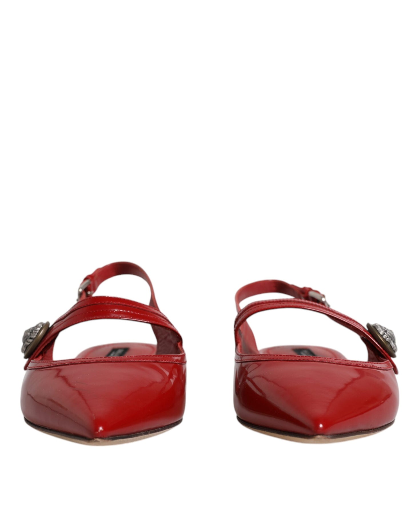 Dolce & Gabbana Red Leather Slingback Flats Sandals Shoes EU39 / US9