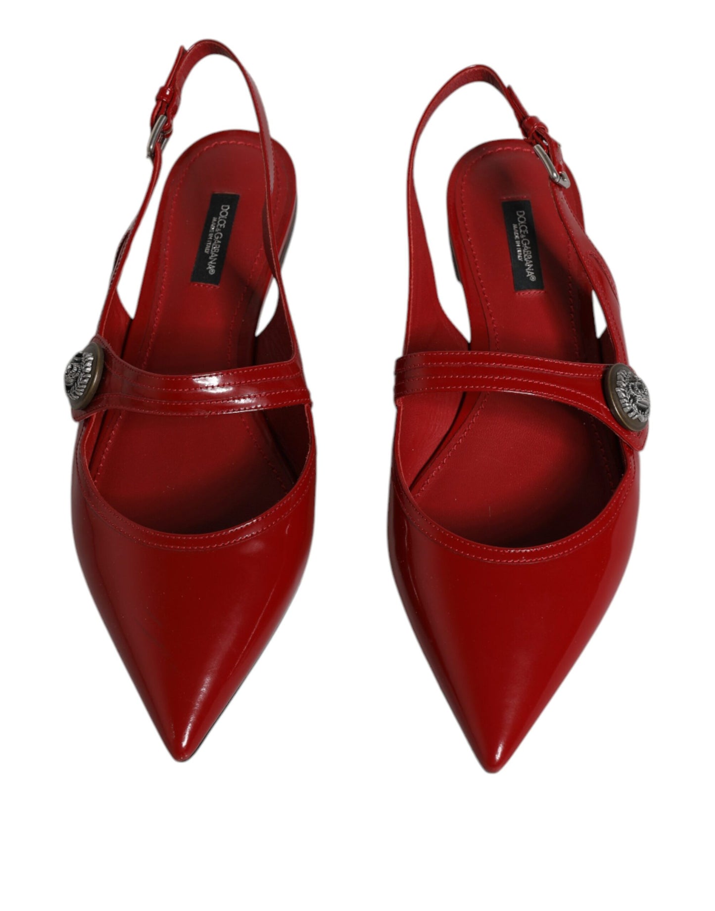 Dolce & Gabbana Red Leather Slingback Flats Sandals Shoes EU39 / US9