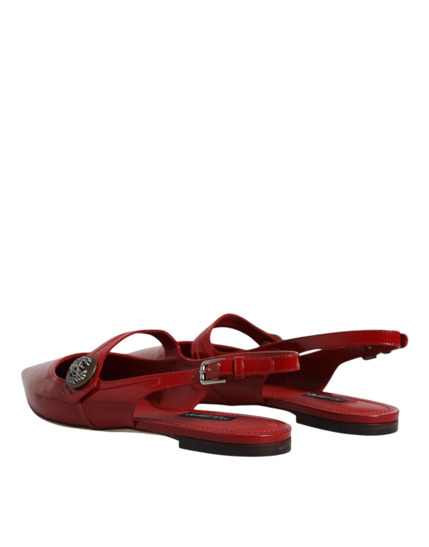 Dolce & Gabbana Red Leather Slingback Flats Sandals Shoes EU39 / US9