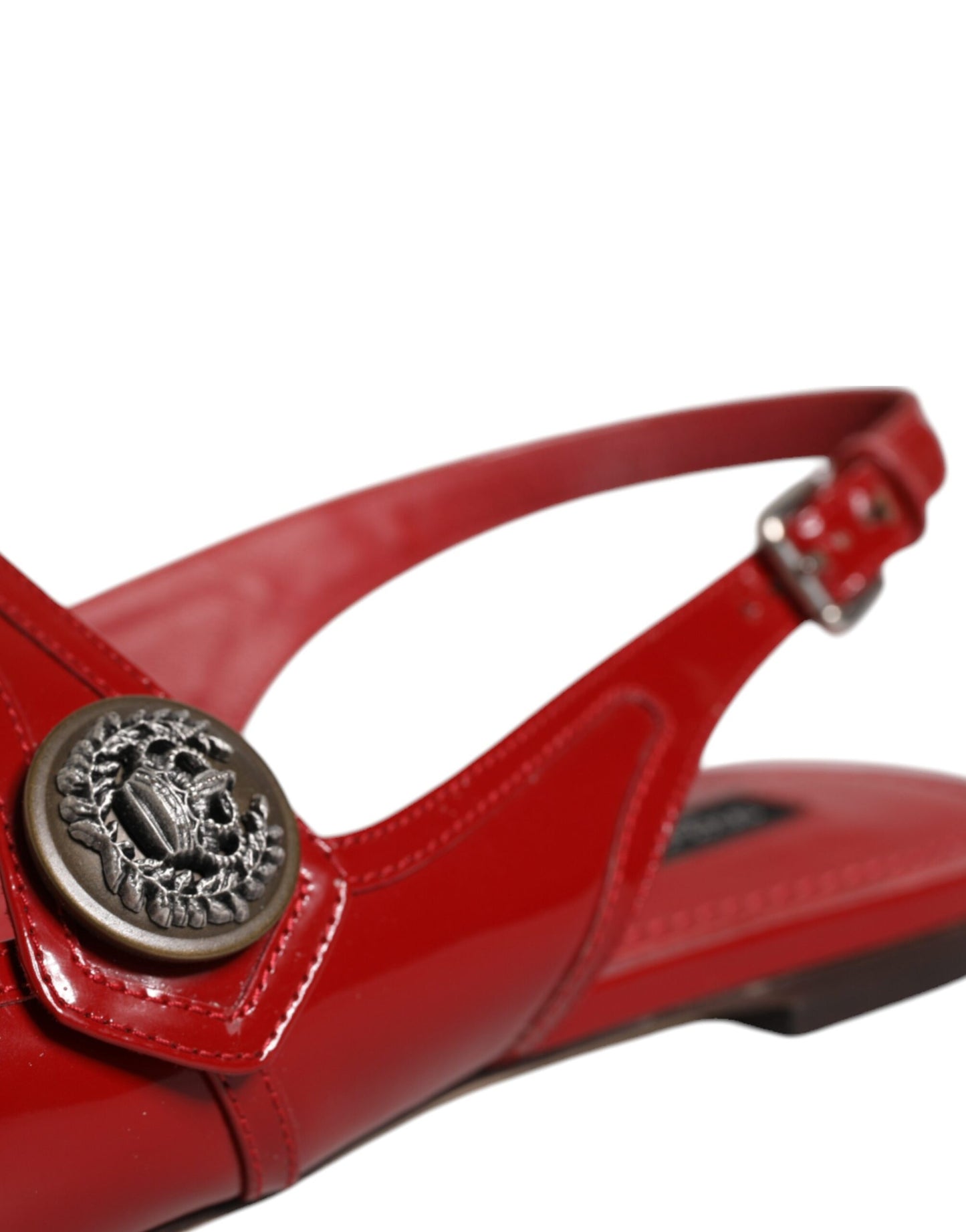 Dolce & Gabbana Red Leather Slingback Flats Sandals Shoes EU39 / US9