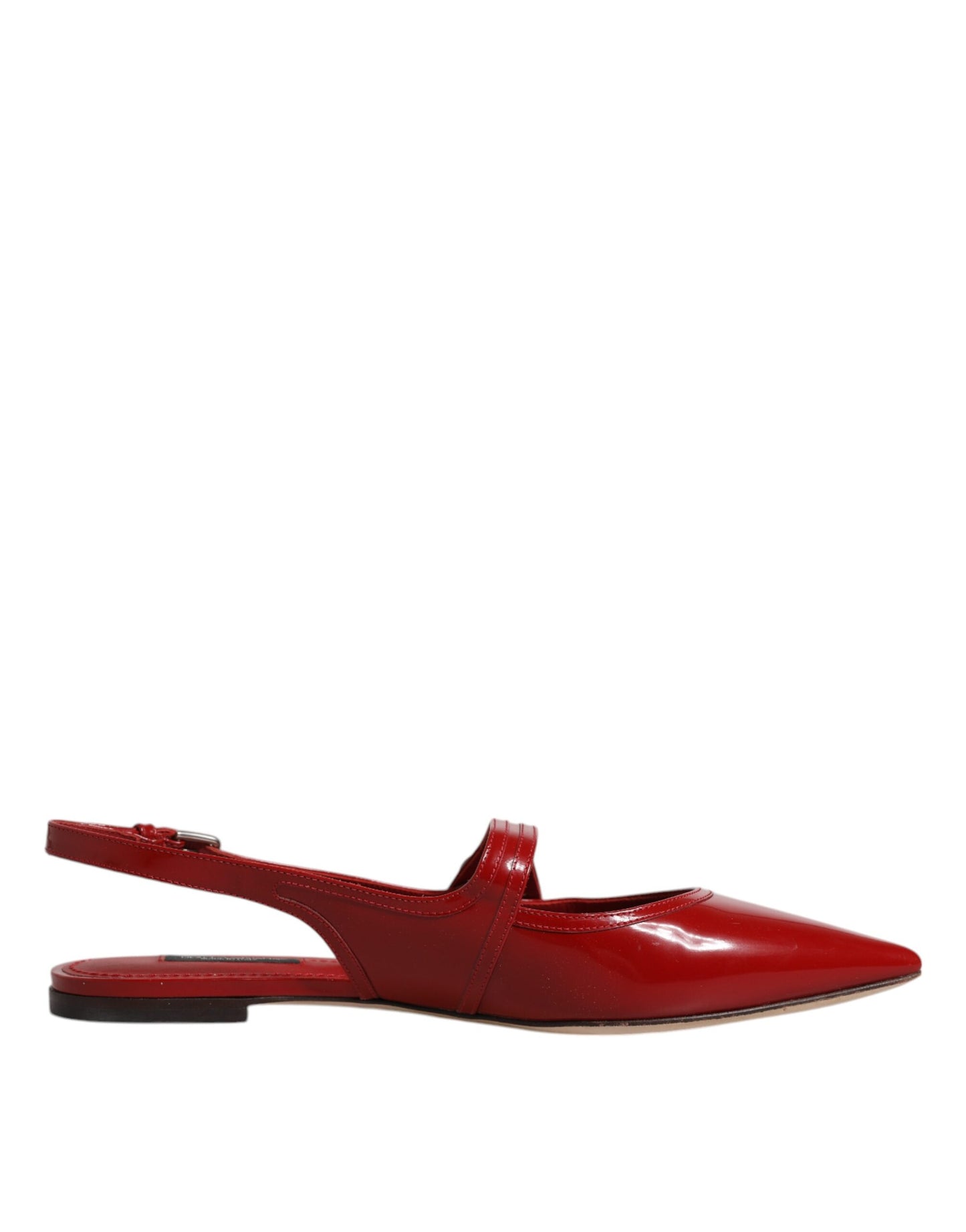 Dolce & Gabbana Red Leather Slingback Flats Sandals Shoes EU39 / US9