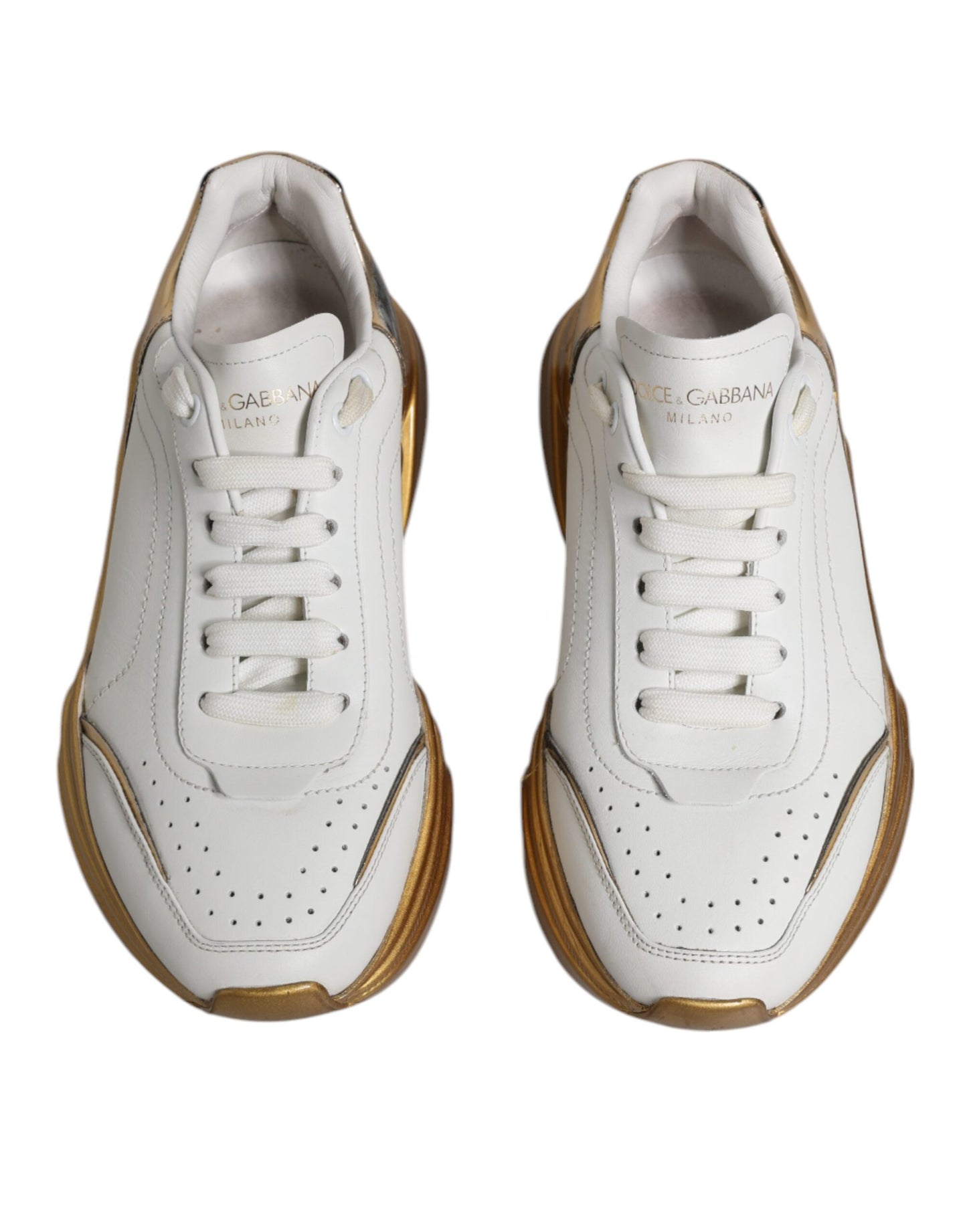 Dolce & Gabbana White Gold Daymaster Low Top Sneakers Shoes EU38 / US8