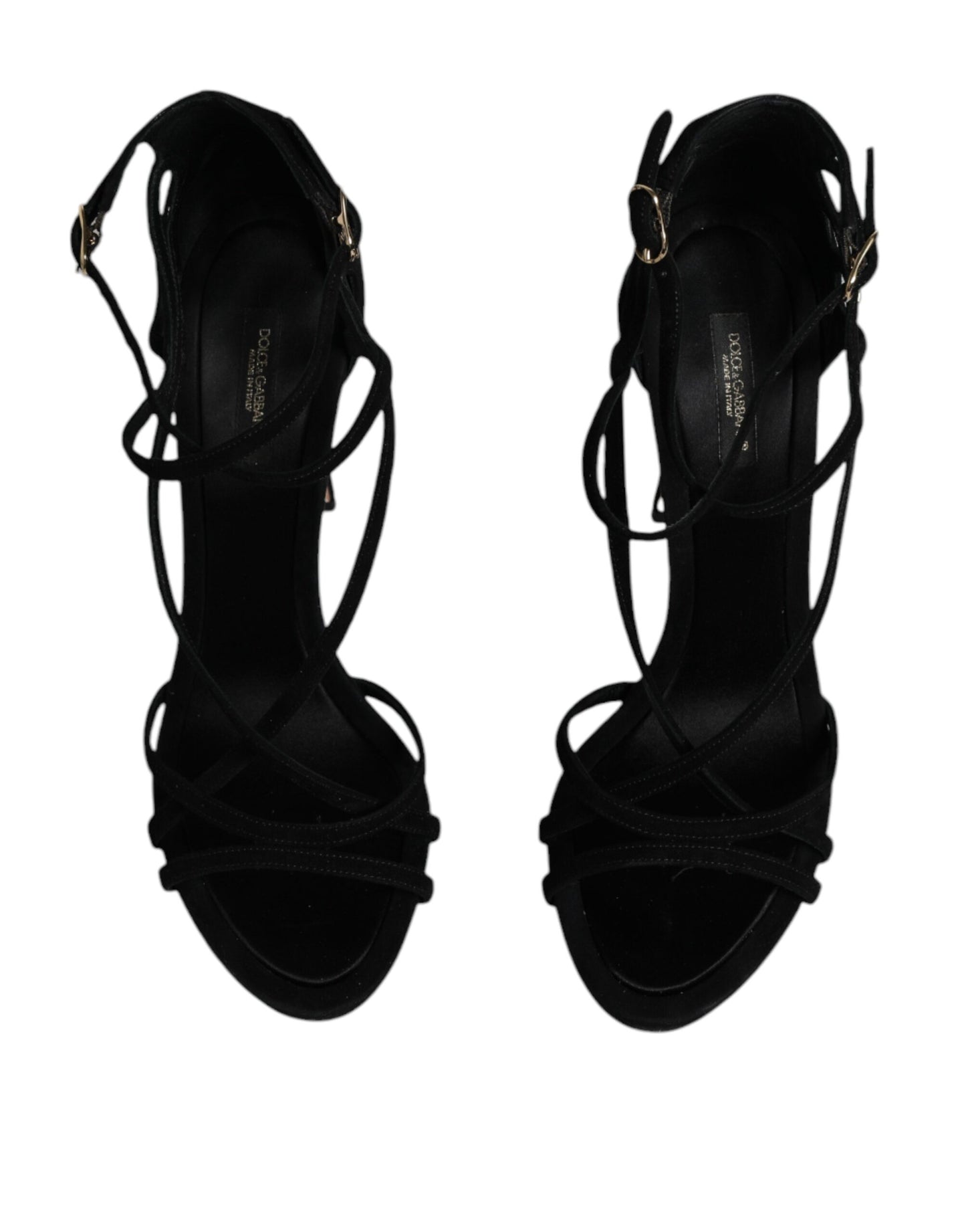 Dolce & Gabbana Black Suede Ankle Strap Heels Sandals Shoes EU39 / US9