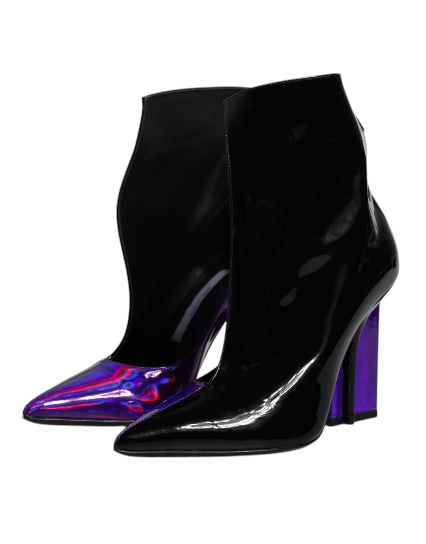 Dolce & Gabbana Purple Black Pointed Ankle Boots Shoes EU36 / US6