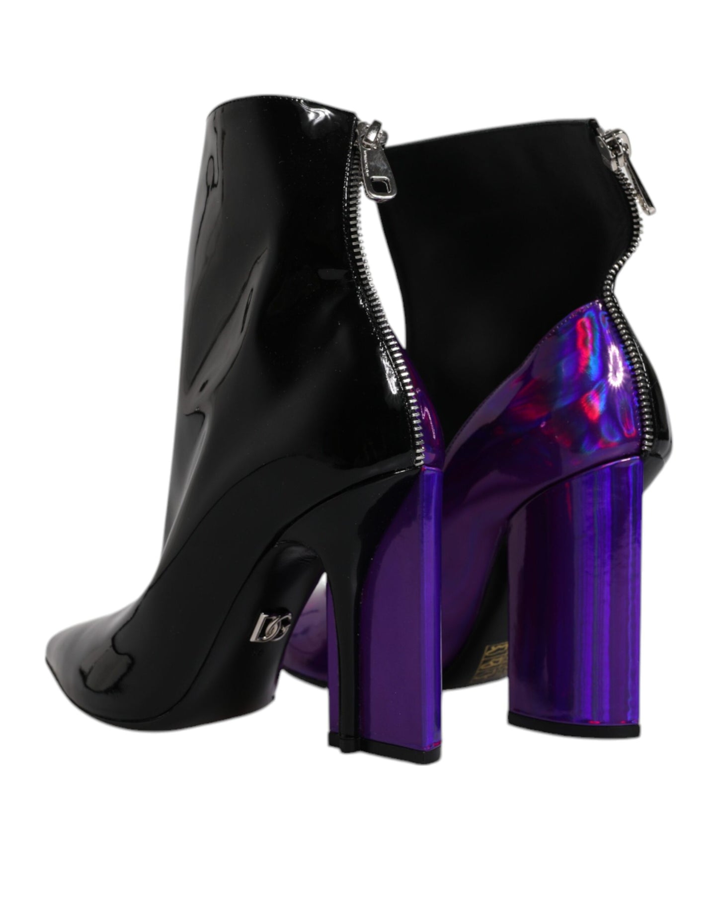 Dolce & Gabbana Purple Black Pointed Ankle Boots Shoes EU36 / US6