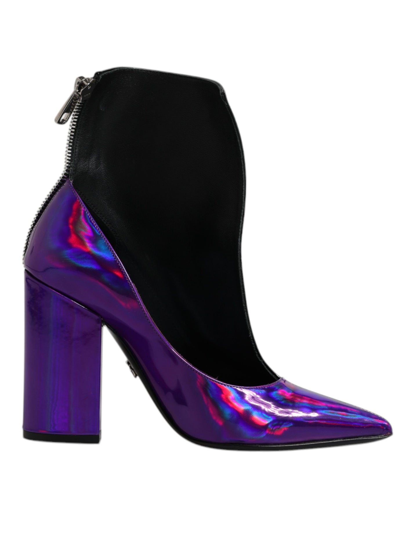 Dolce & Gabbana Purple Black Pointed Ankle Boots Shoes EU36 / US6